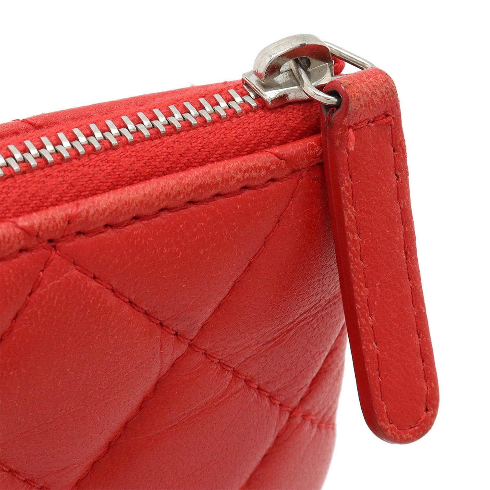 Chanel Red Color Leather Pouch (Pre-Owned)