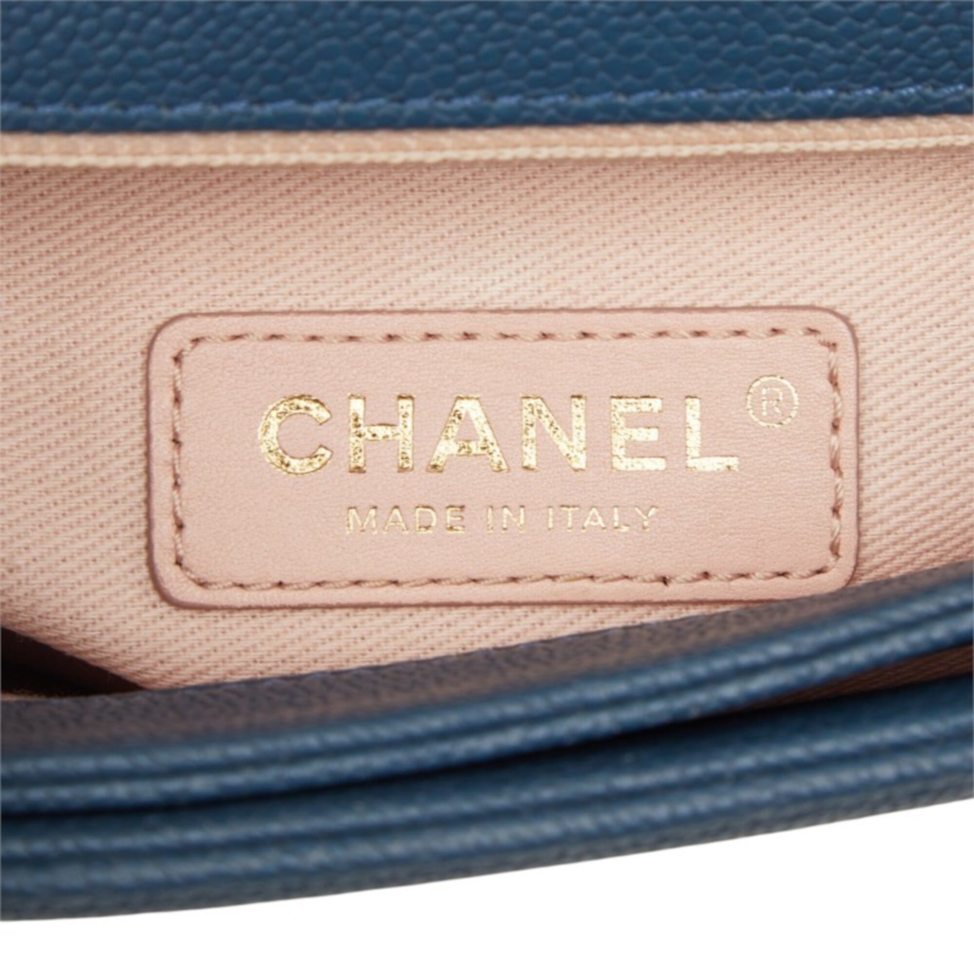 Chanel Blue Grained Calfskin Handbag Shoulder Bag (Pre-Owned)