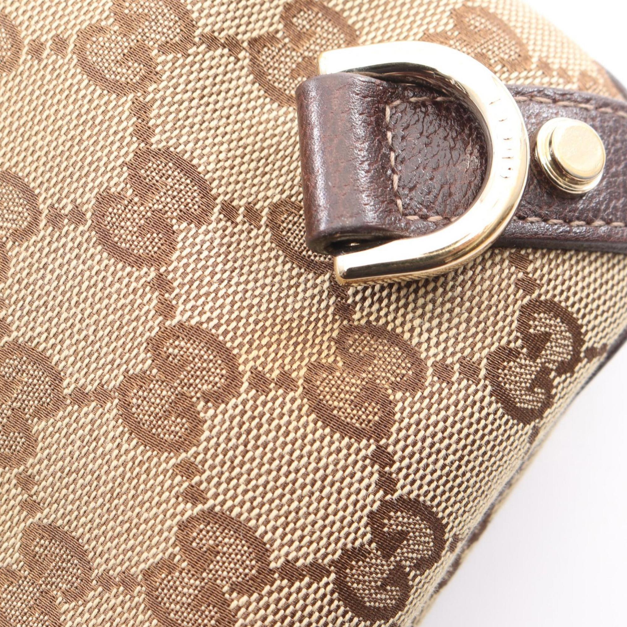 Gucci Beige Brown Canvas Leather Handbag Shoulder Bag (Pre-Owned)