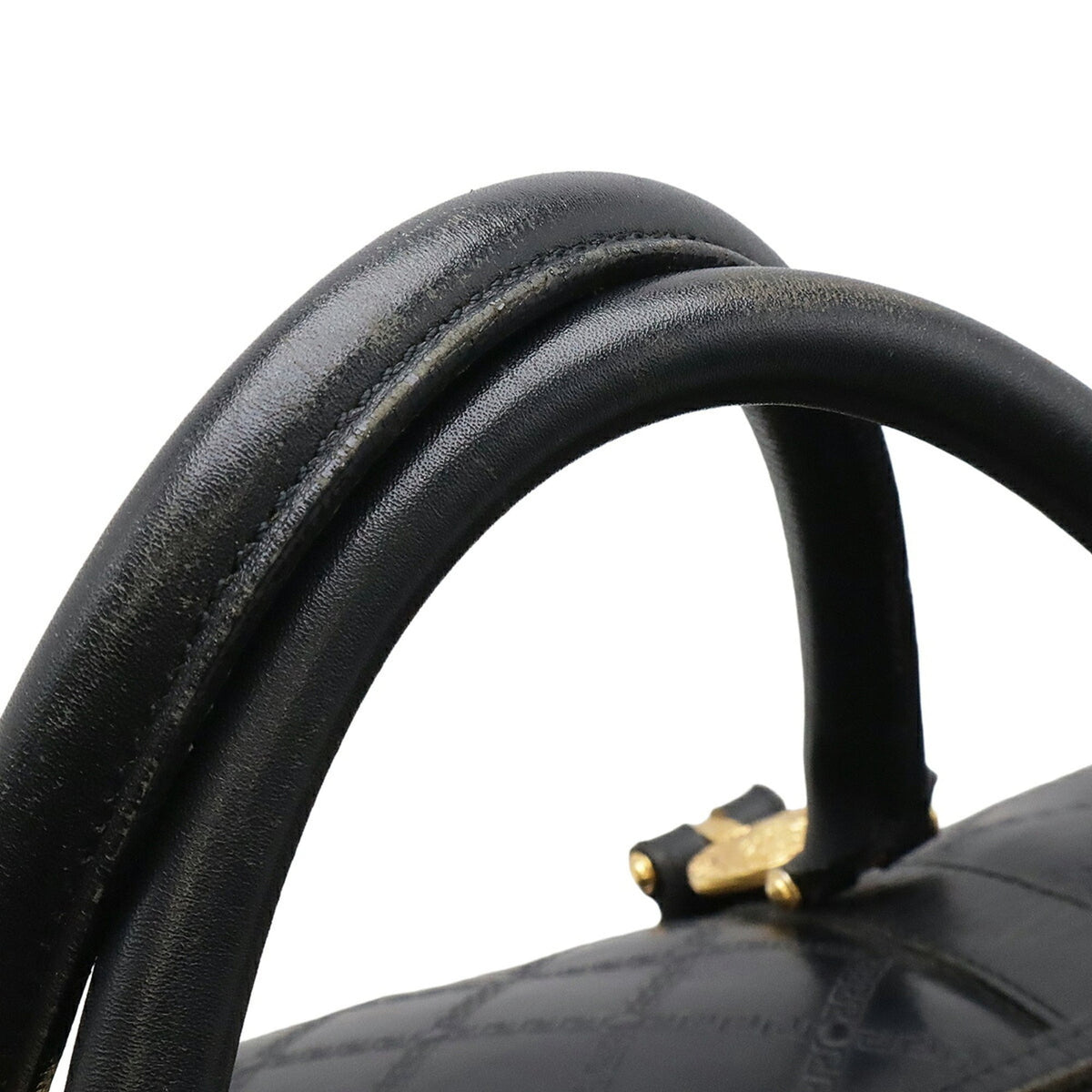 Versace Black Coated Canvas Leather Boston Bag (Pre-Owned)
