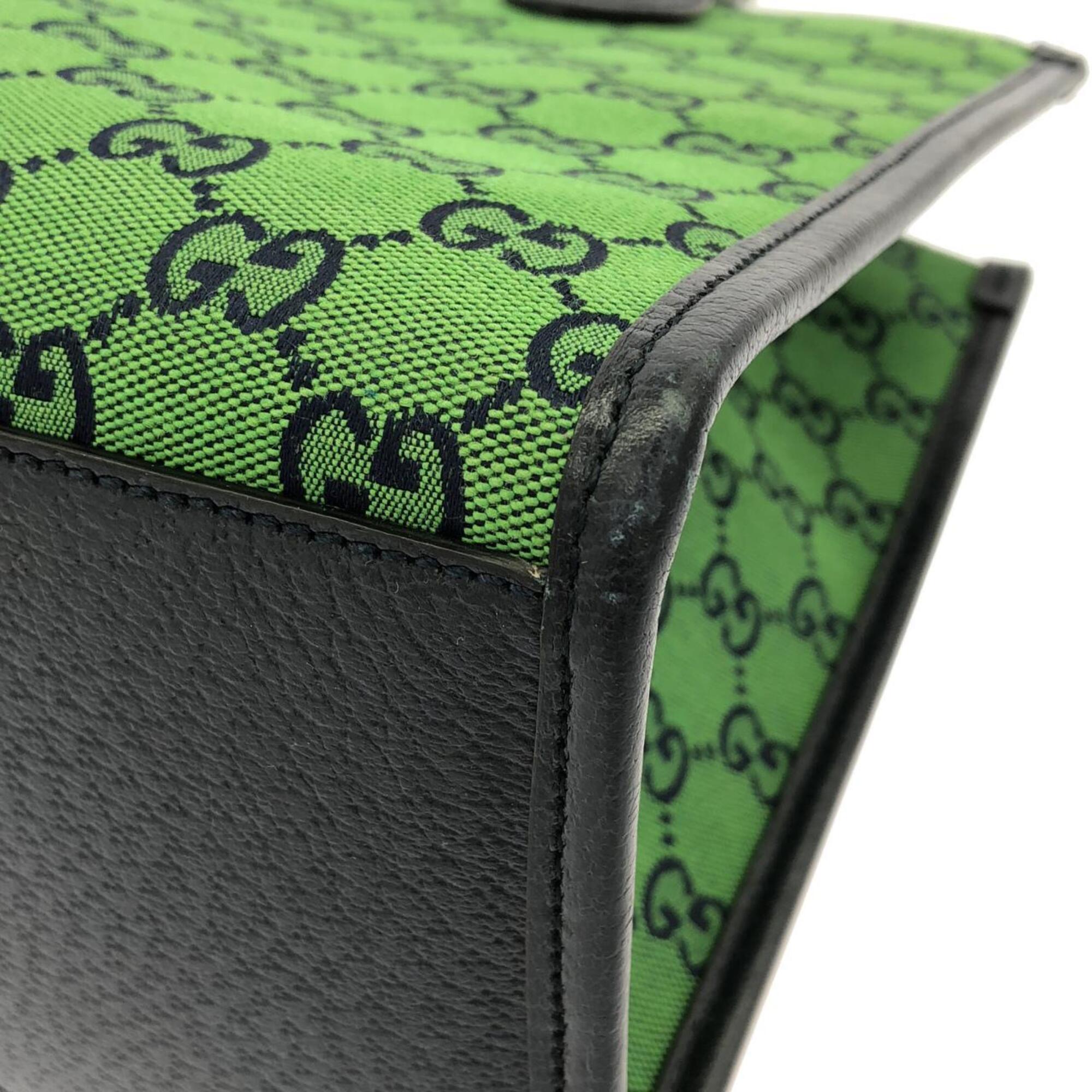Gucci Green Gg Canvas Handbag (Pre-Owned)