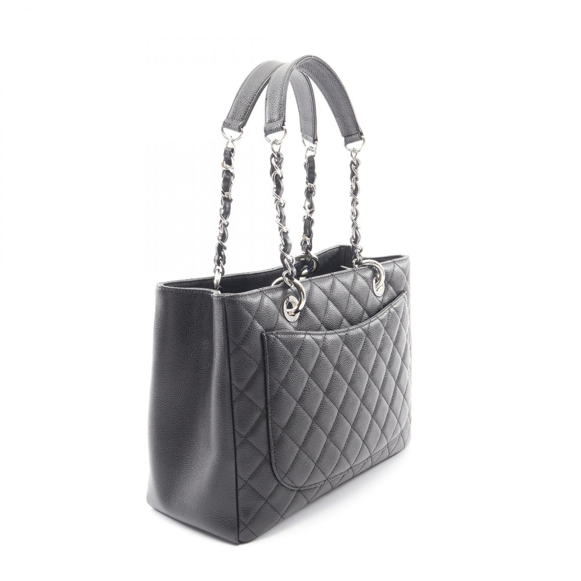 Chanel Black Grained Calfskin Handbag Tote Bag (Pre-Owned)
