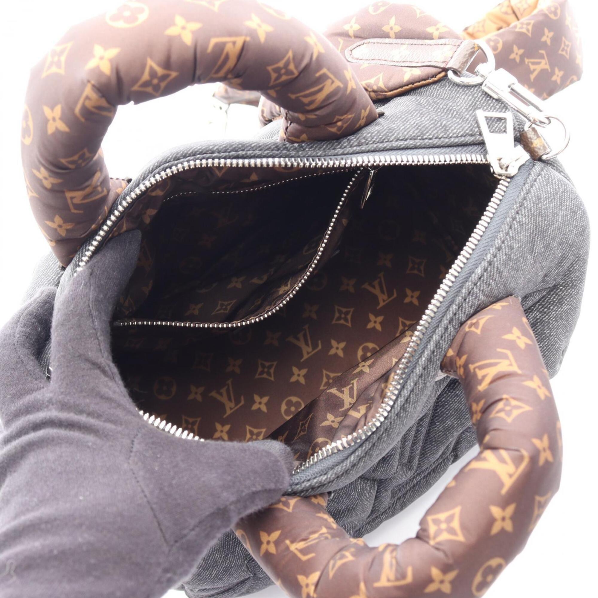 Louis Vuitton Brown Gray Nylon Pvc Coated Canvas Handbag (Pre-Owned)