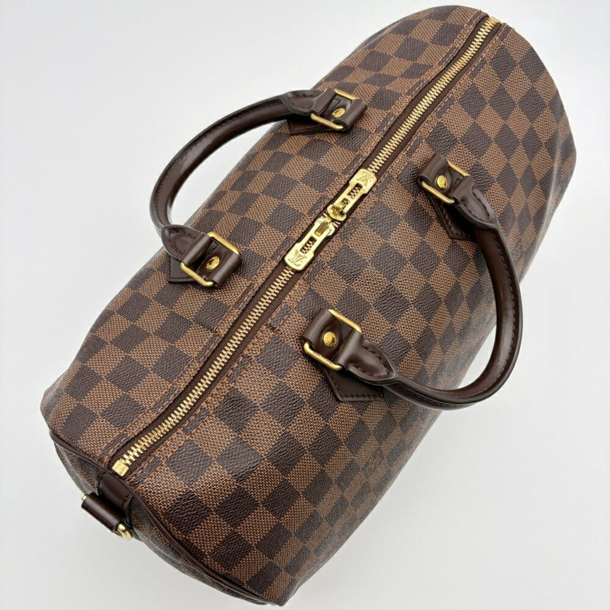 Louis Vuitton Damier Ebene Damier Canvas Leather Boston Bag Shoulder Bag (Pre-Owned)
