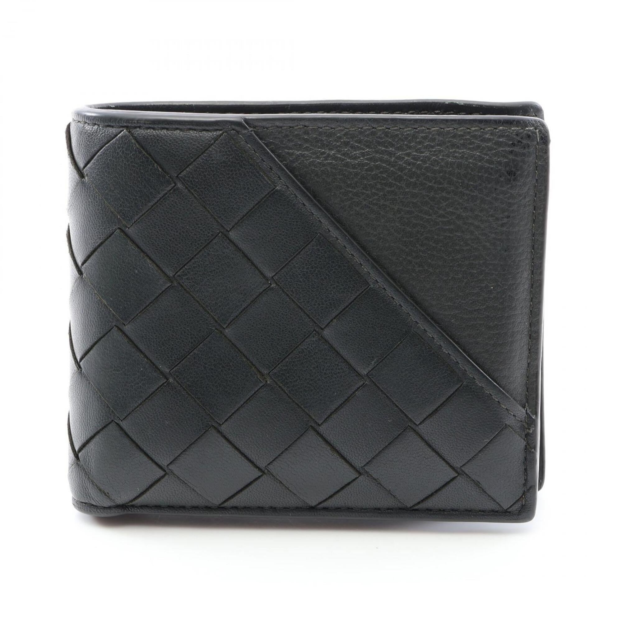 Bottega Veneta Intrecciato Black Leather Wallet (Bi-Fold) (Pre-Owned)