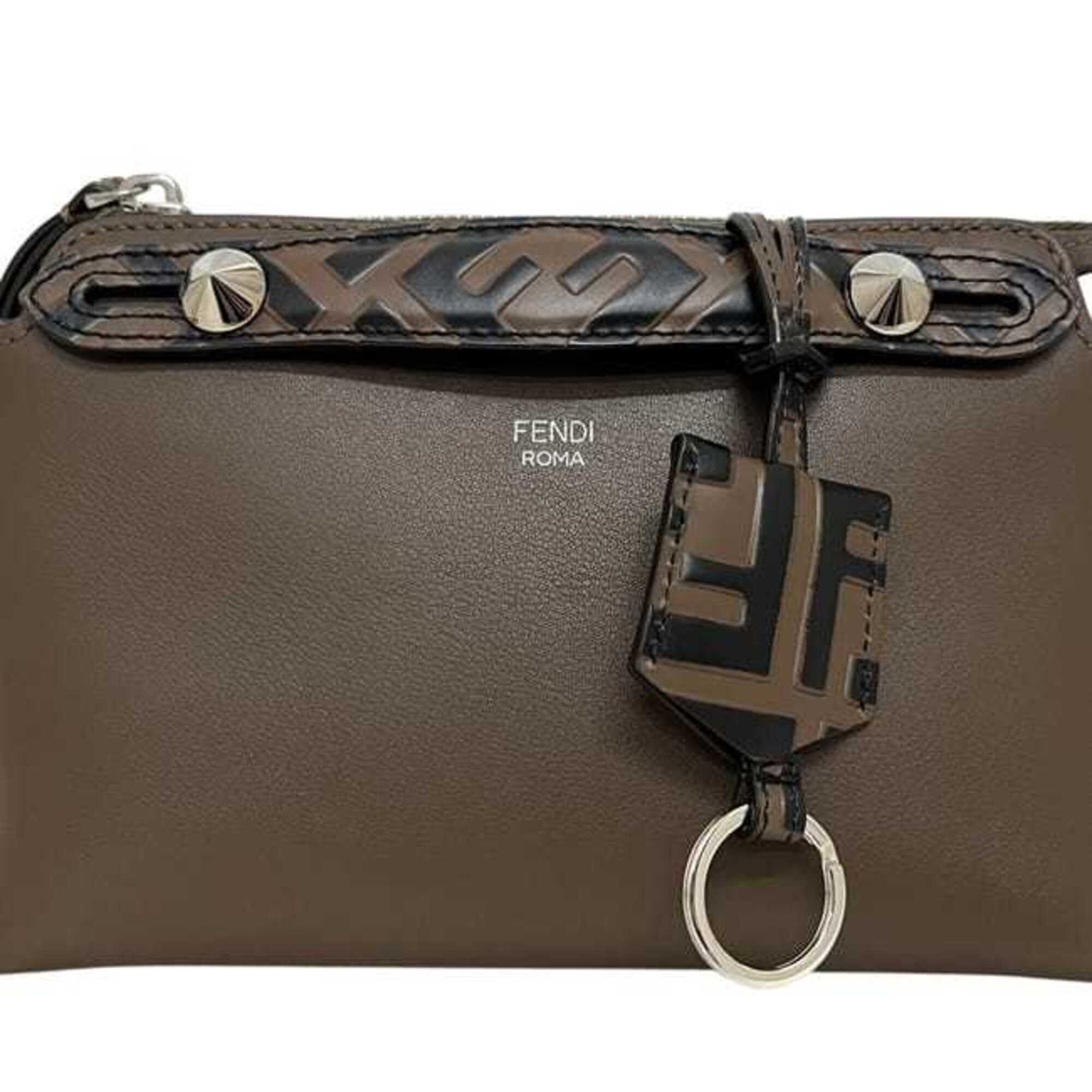 Fendi Beige Brown Leather Shoulder Bag (Pre-Owned)