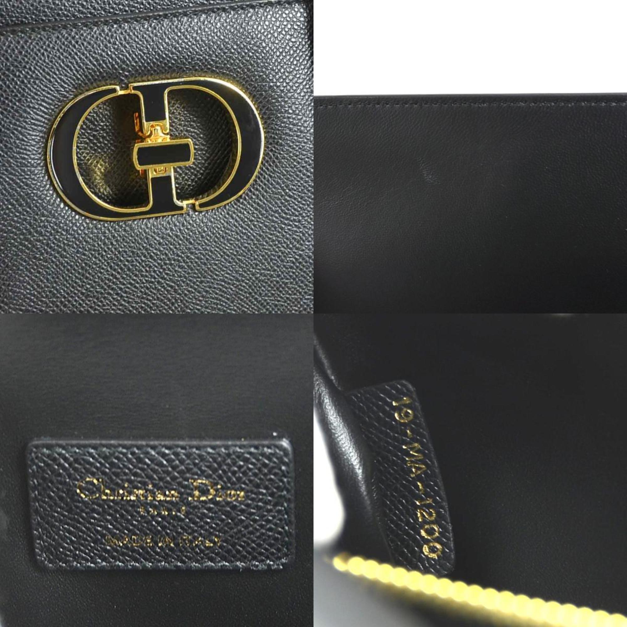 Christian Dior Black Leather Handbag Shoulder Bag (Pre-Owned)