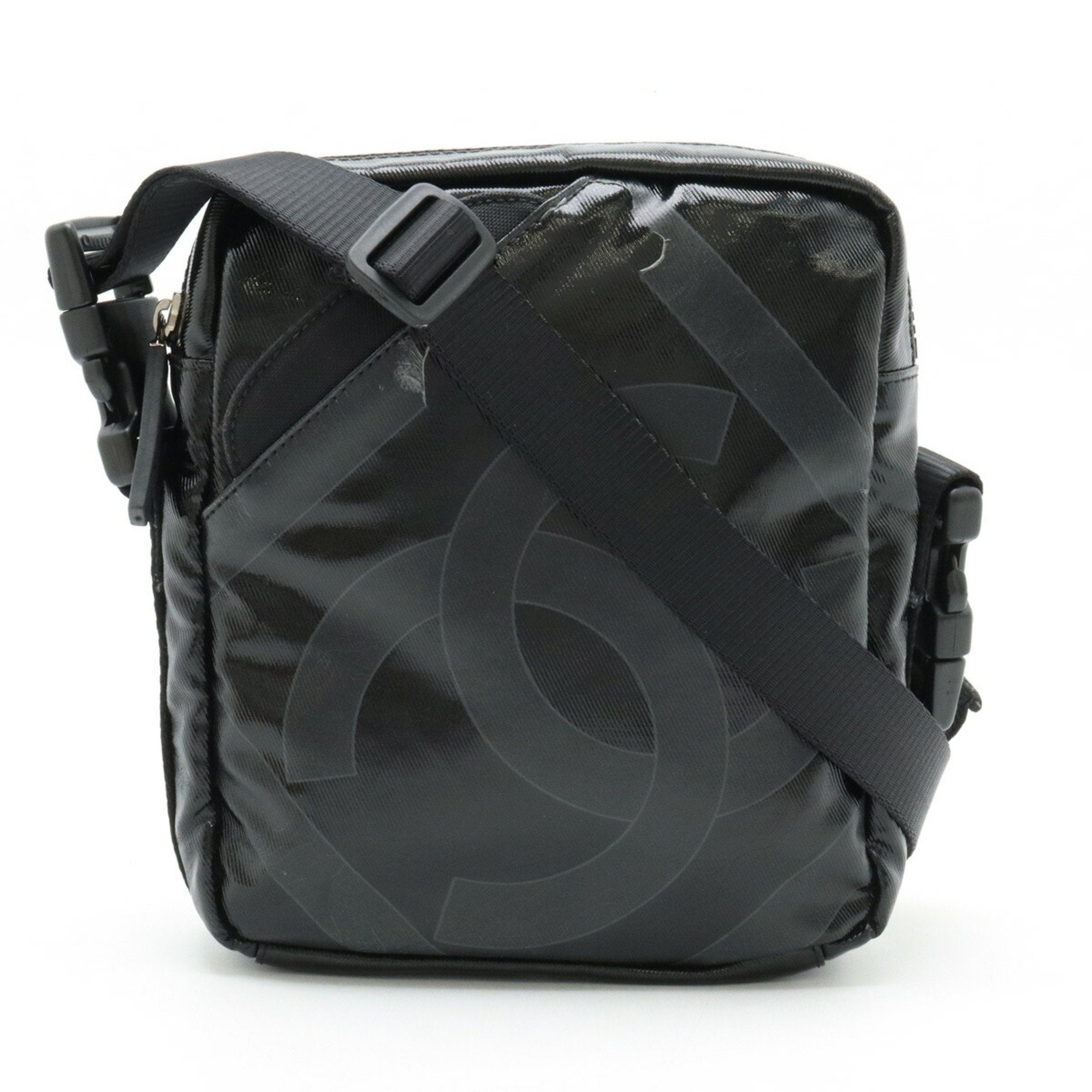 Chanel Black Coated Canvas Pochette Shoulder Bag (Pre-Owned)