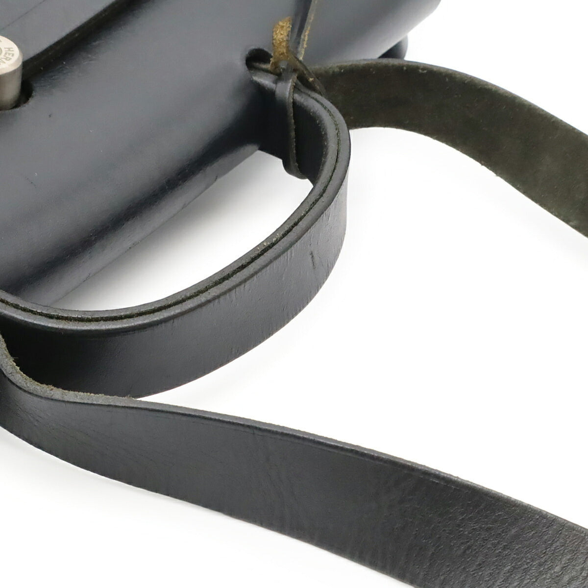 Hermes Black Toile Officier Leather Handbag Shoulder Bag (Pre-Owned)