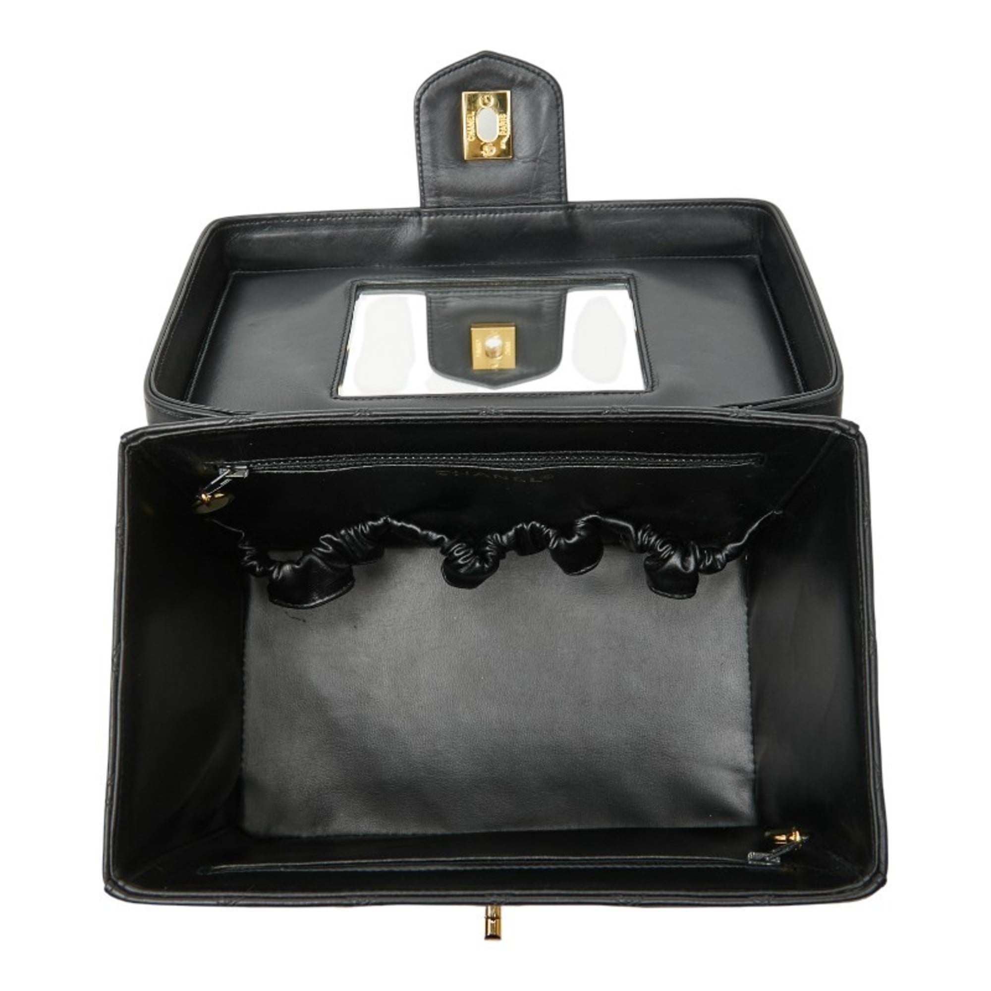 Chanel Bicolor Black Leather Shoulder Bag Vanity Bag (Pre-Owned)