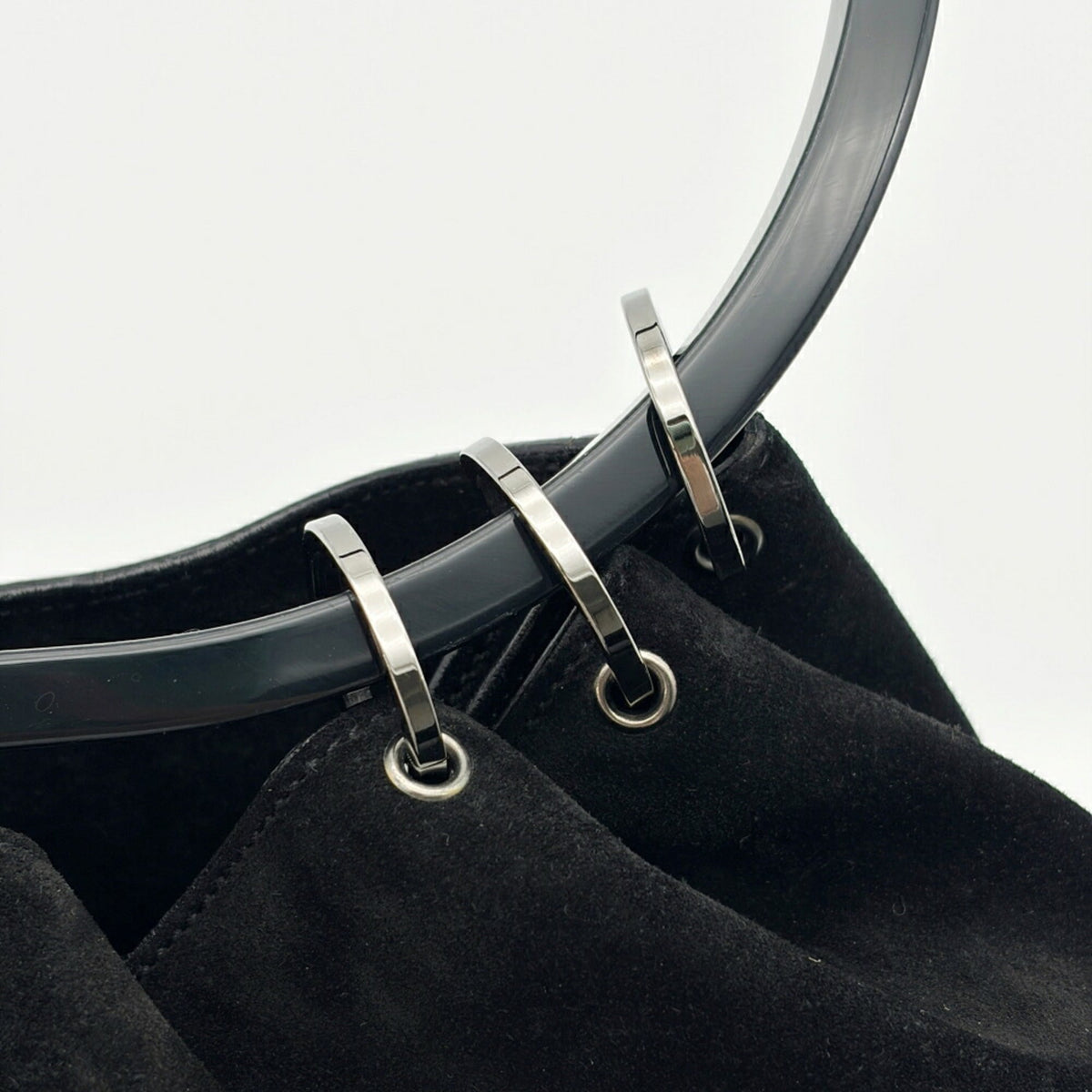 Gucci Black Suede Leather Plastic Handbag (Pre-Owned)