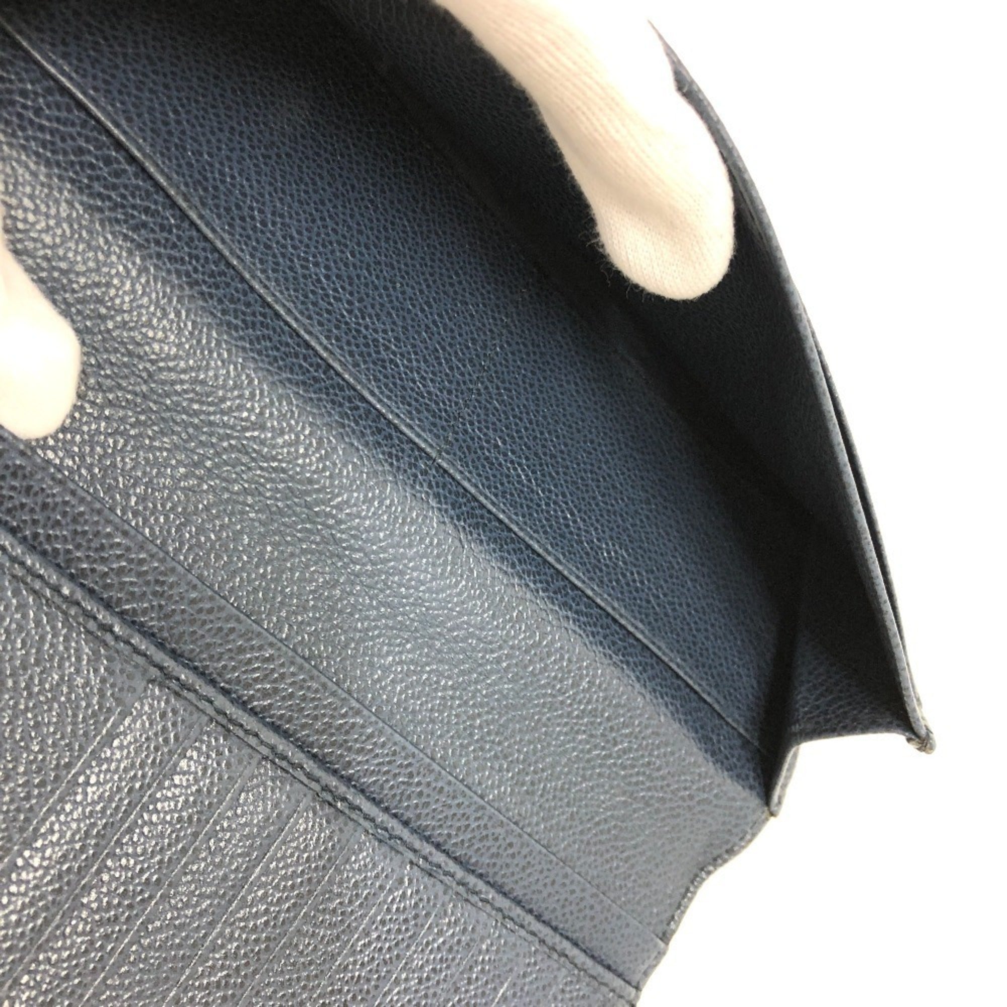 Prada Blue Leather Long Wallet (Bi-Fold) (Pre-Owned)