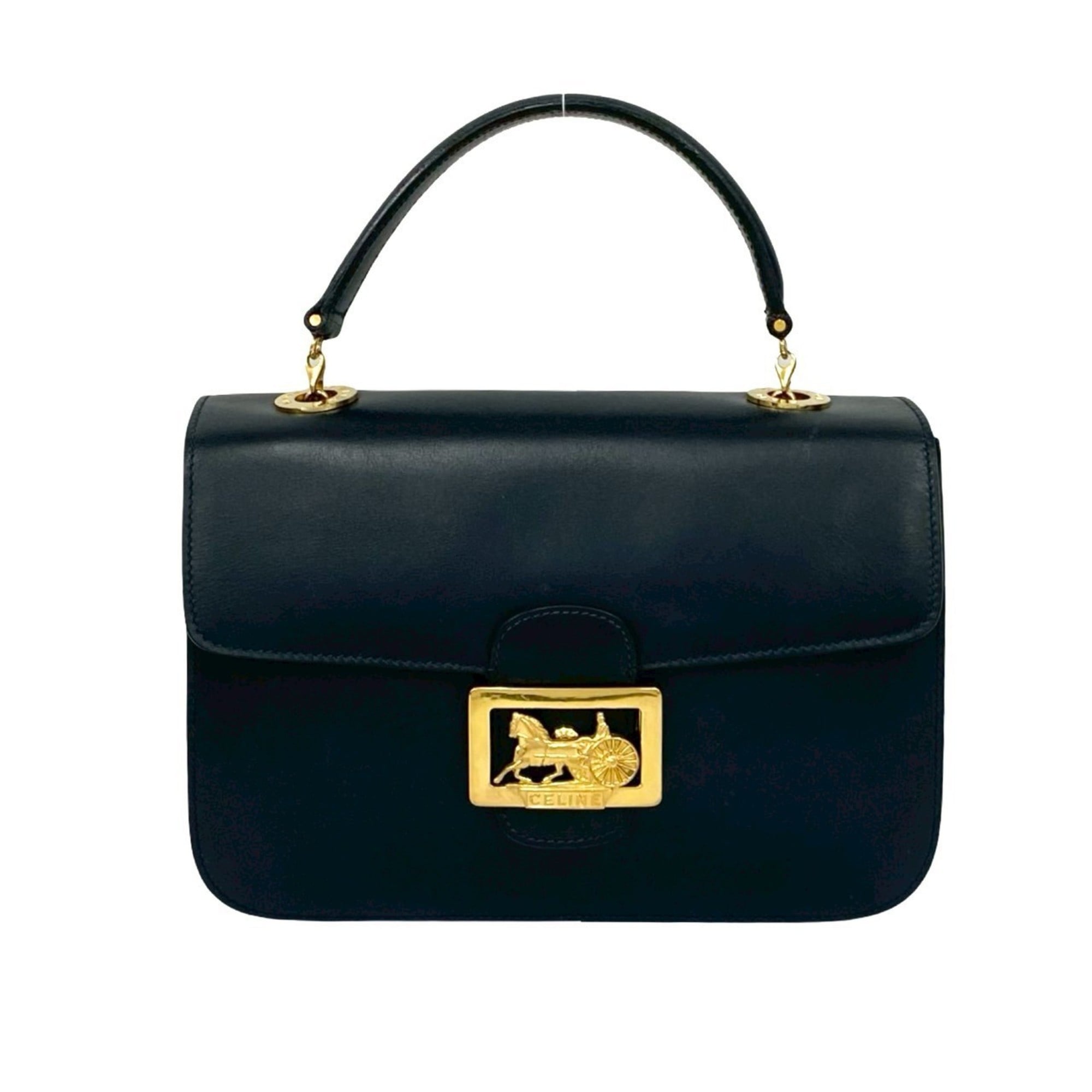 Celine Navy Leather Handbag Tote Bag (Pre-Owned)