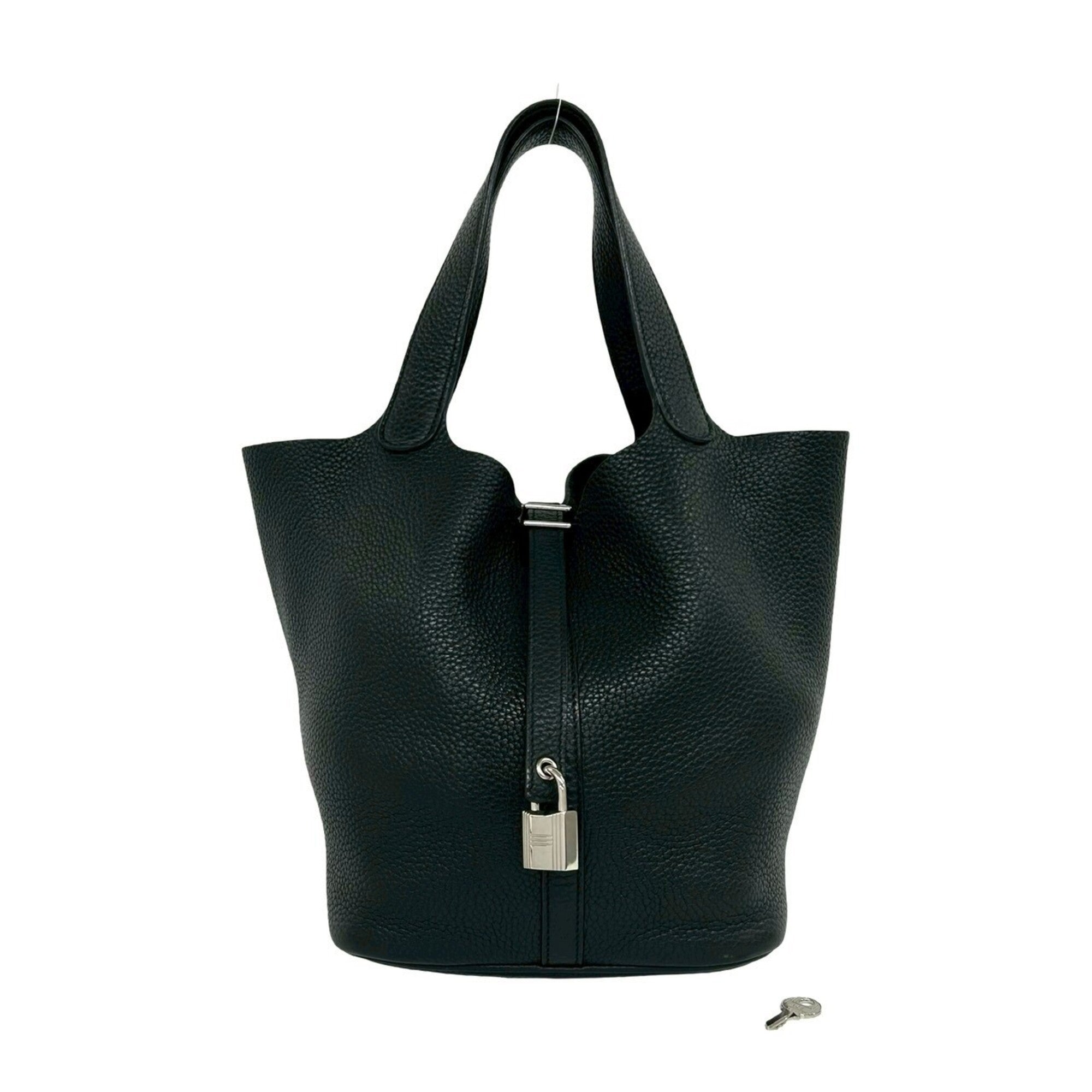 Hermes Black Taurillon Clemence Leather Handbag Tote Bag (Pre-Owned)