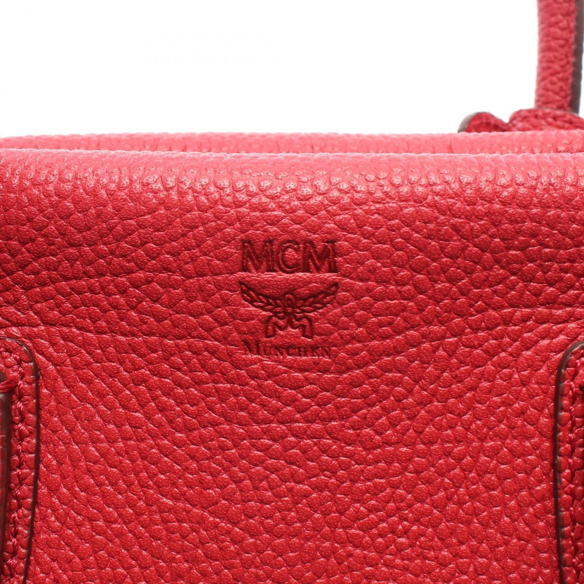 Mcm Red Color Leather Handbag (Pre-Owned)