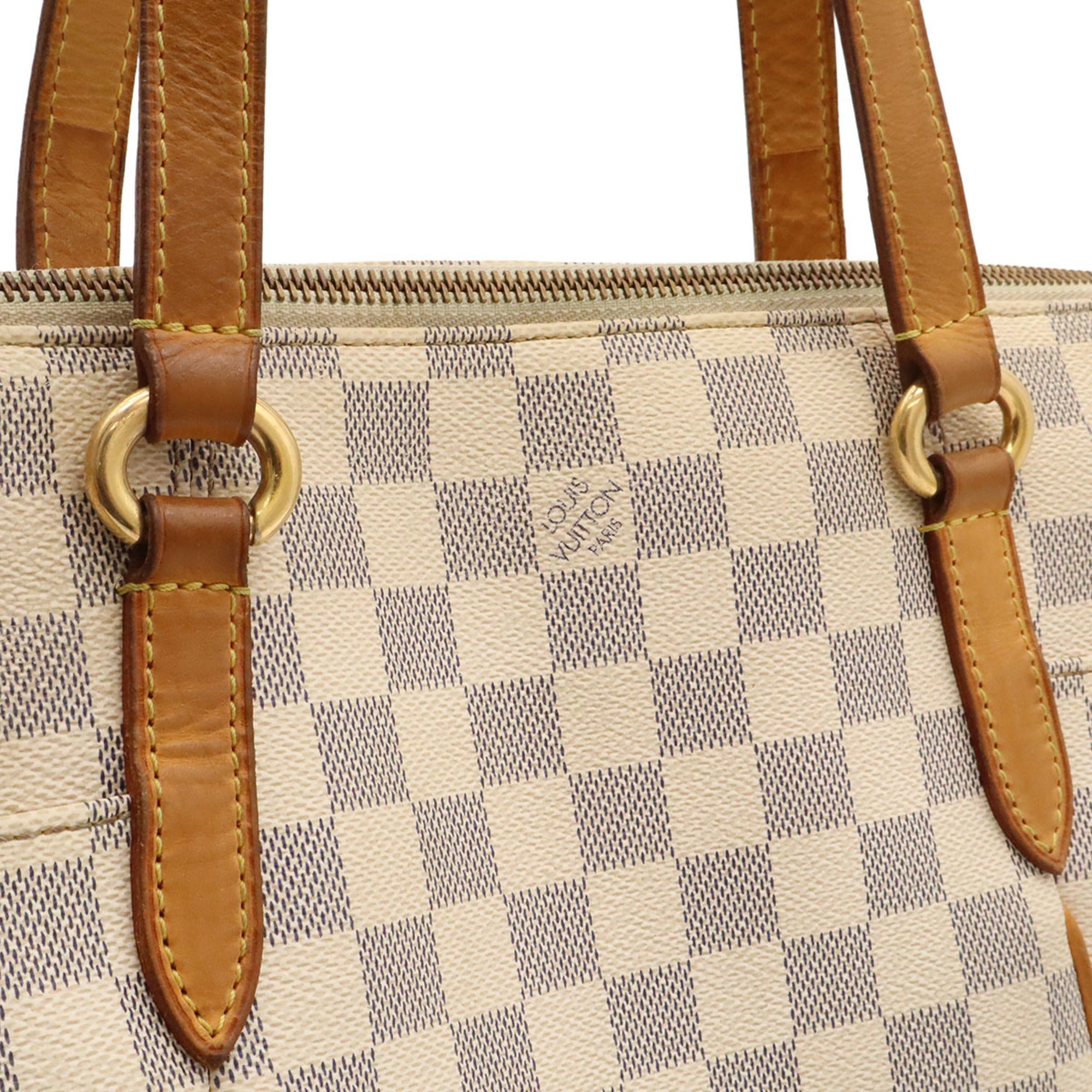 Louis Vuitton Ivory Damier Azur Canvas Shoulder Bag Tote Bag (Pre-Owned)