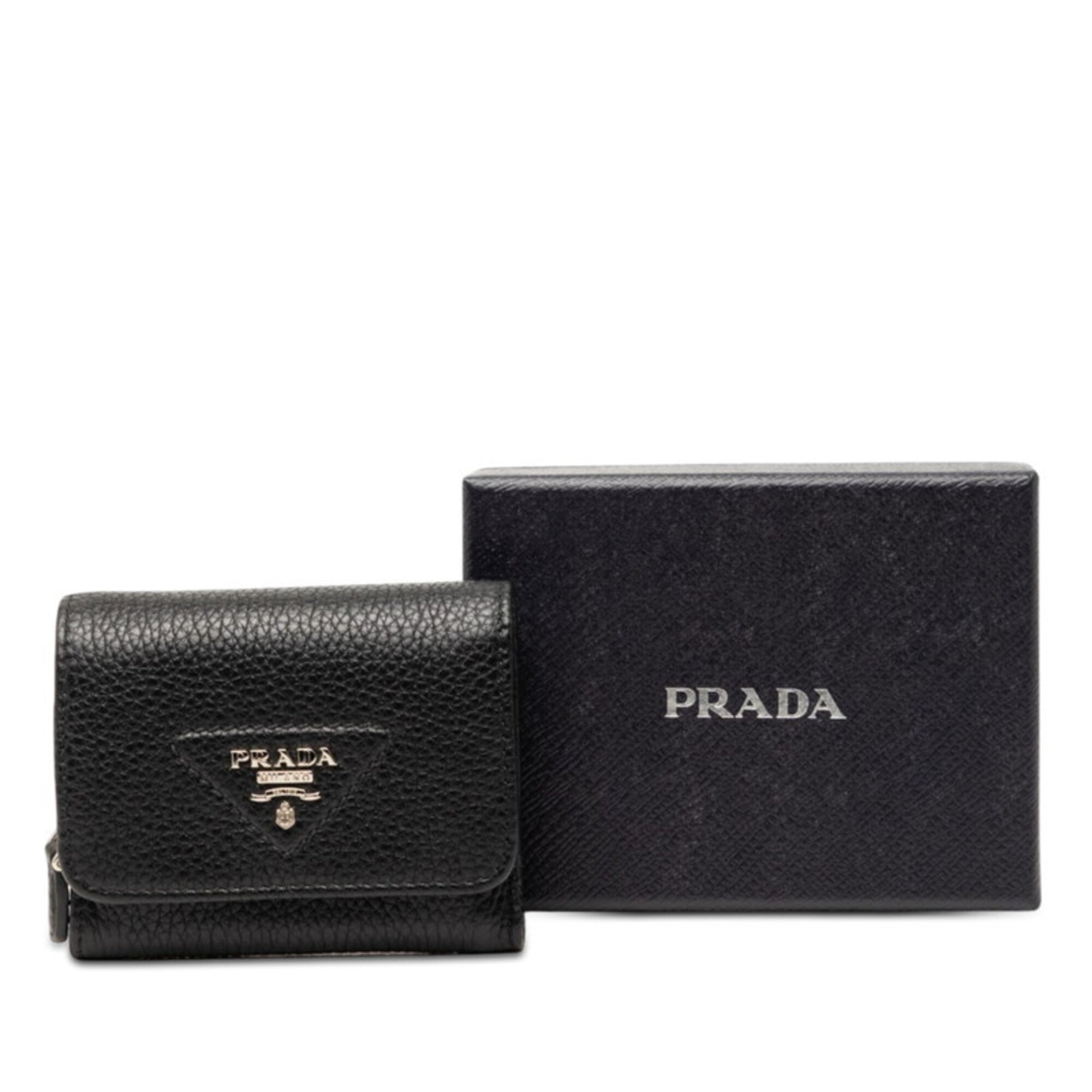 Prada Black Leather Wallet (Tri-Fold) (Pre-Owned)