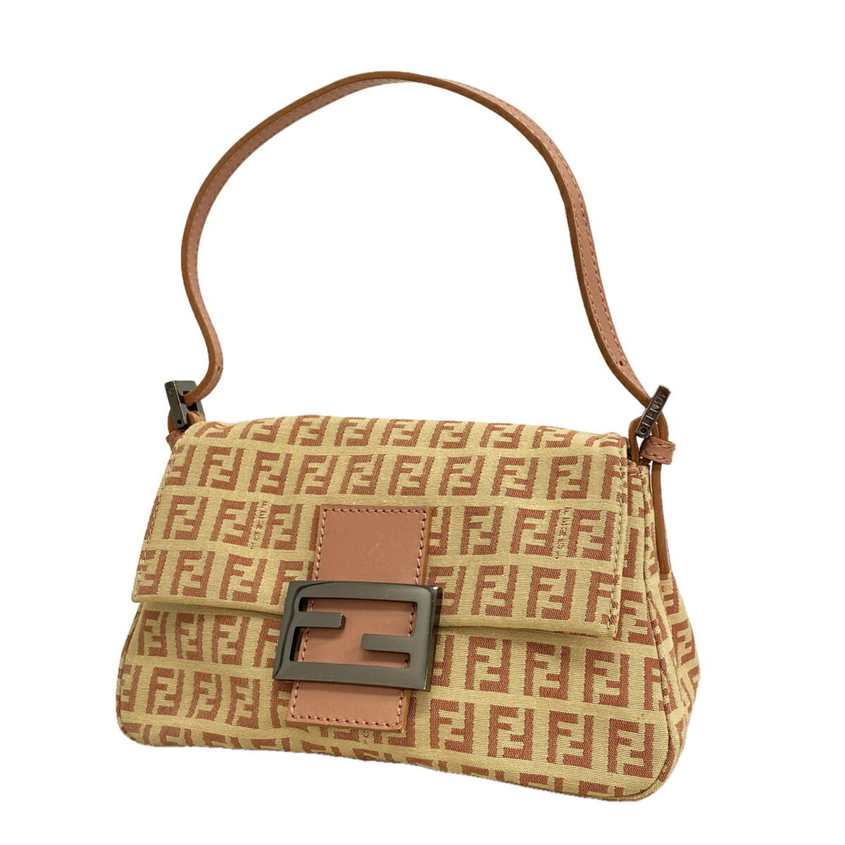 Fendi Beige Pink Nylon Canvas Handbag (Pre-Owned)
