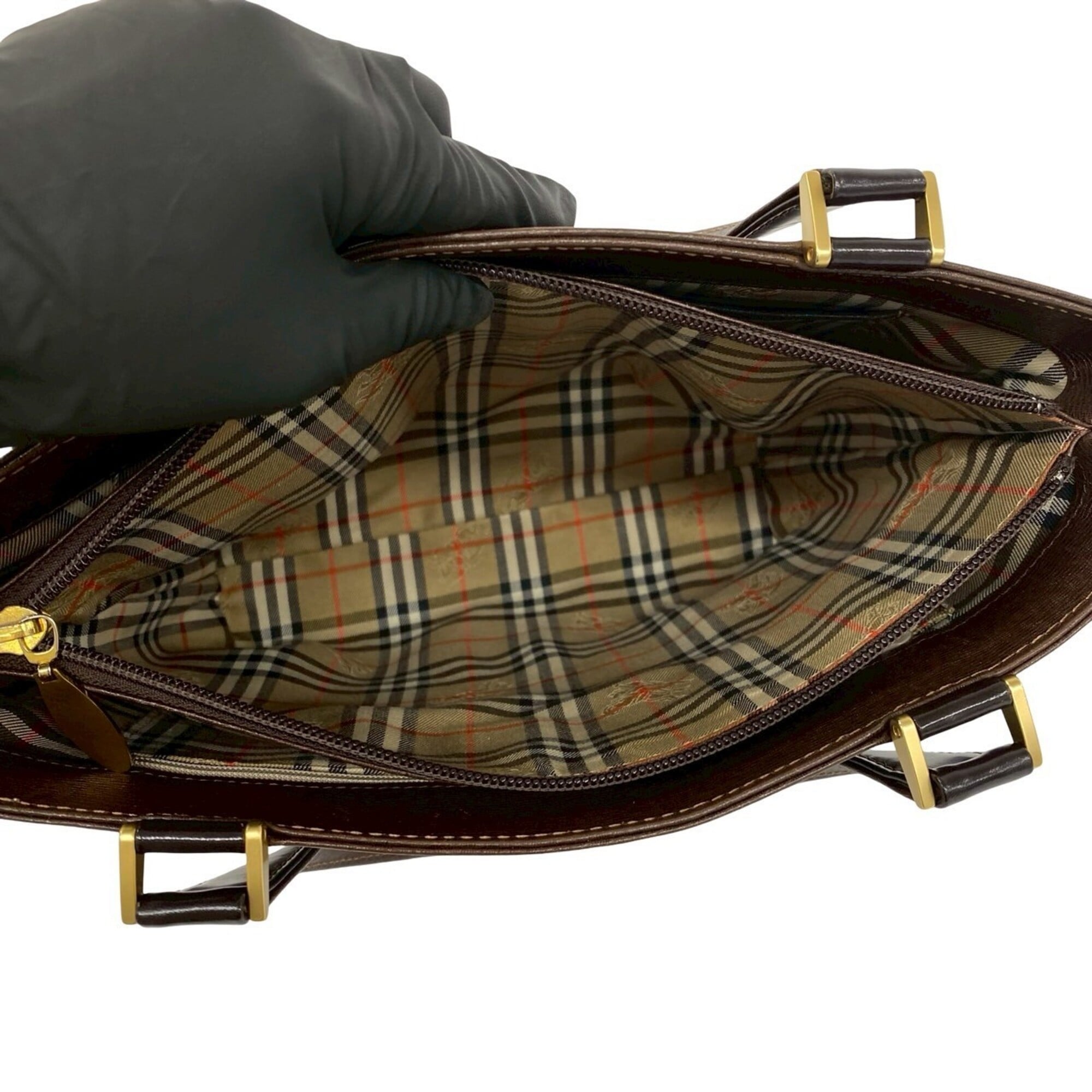 Burberry Brown Leather Handbag Tote Bag (Pre-Owned)