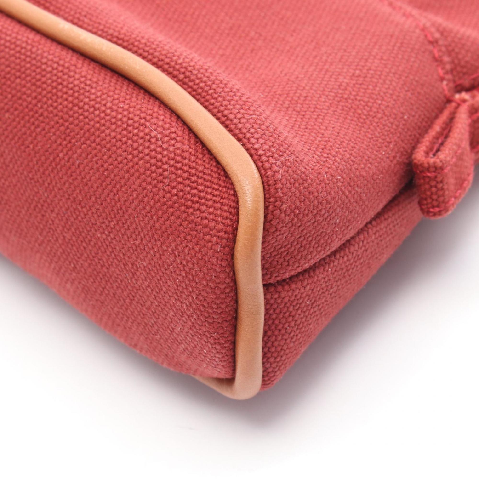 Hermes Bordeaux Brown Rouge H Canvas Leather Pouch (Pre-Owned)