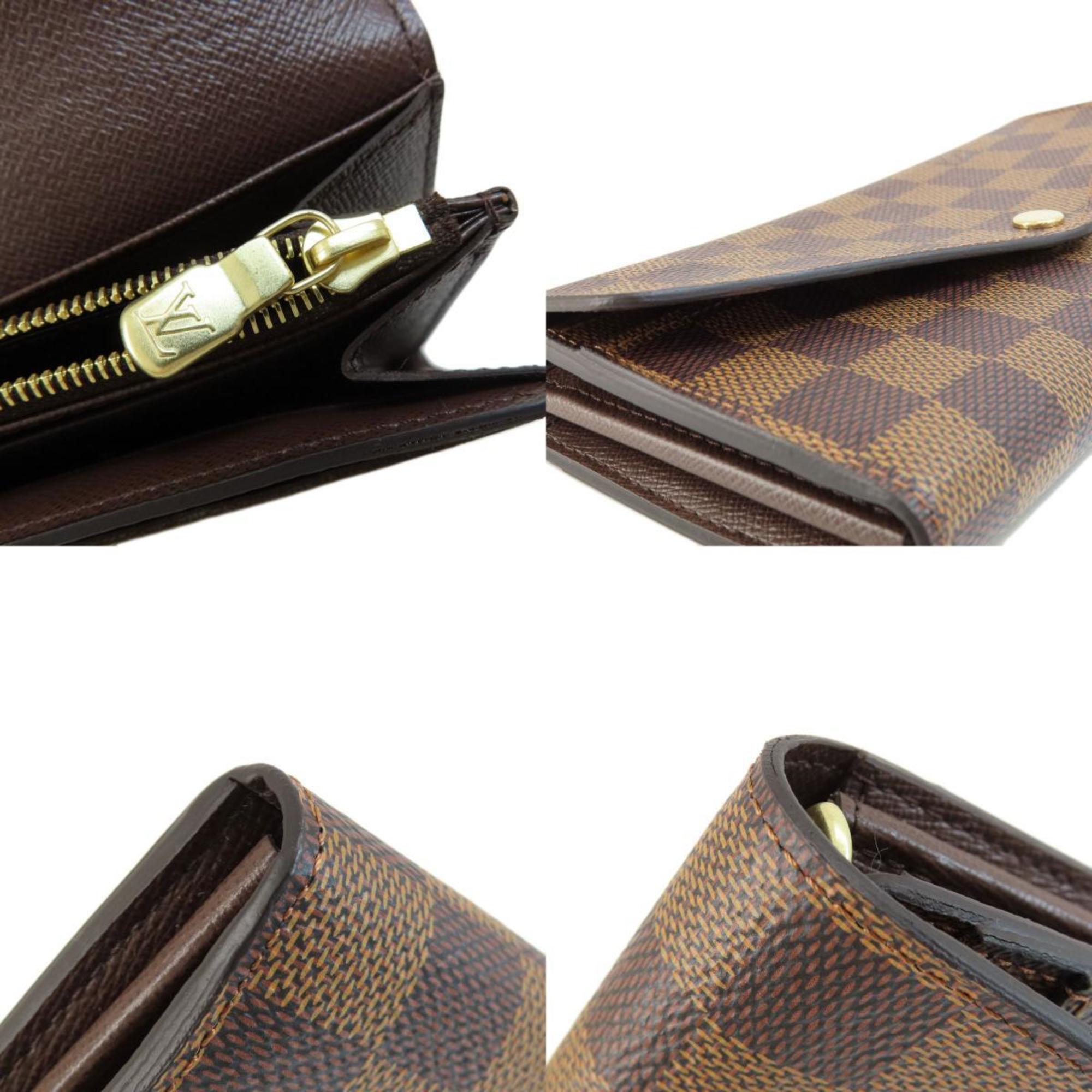 Louis Vuitton Damier Canvas Ebene Damier Canvas Long Wallet (Bi-Fold) (Pre-Owned)