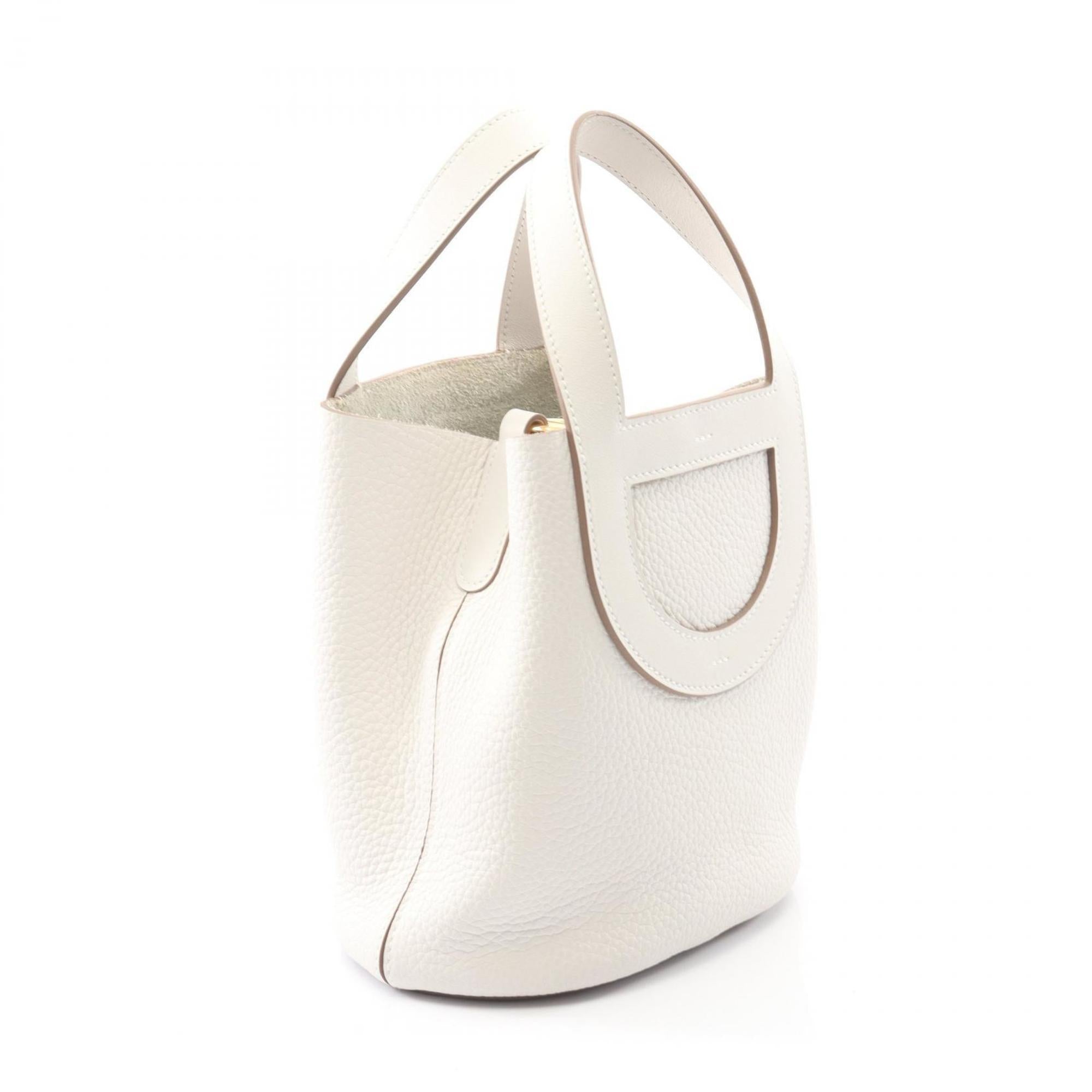 Hermes White Taurillon Clemence Leather Leather Swift Leather Handbag (Pre-Owned)