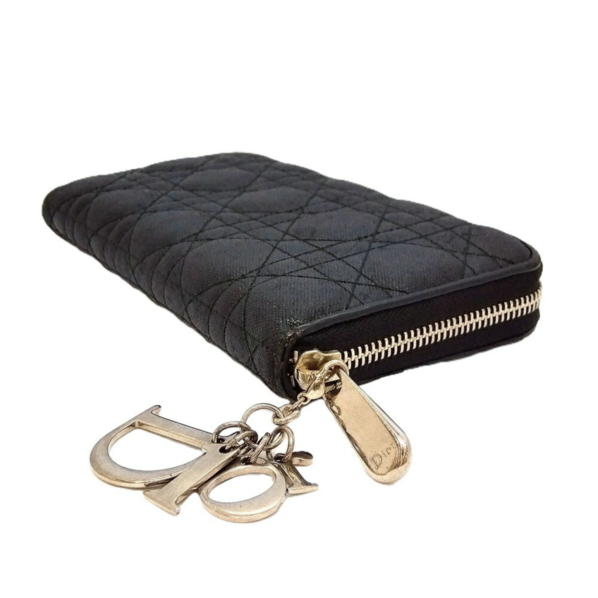 Christian Dior Black Coated Canvas Long Wallet (Bi-Fold) (Pre-Owned)
