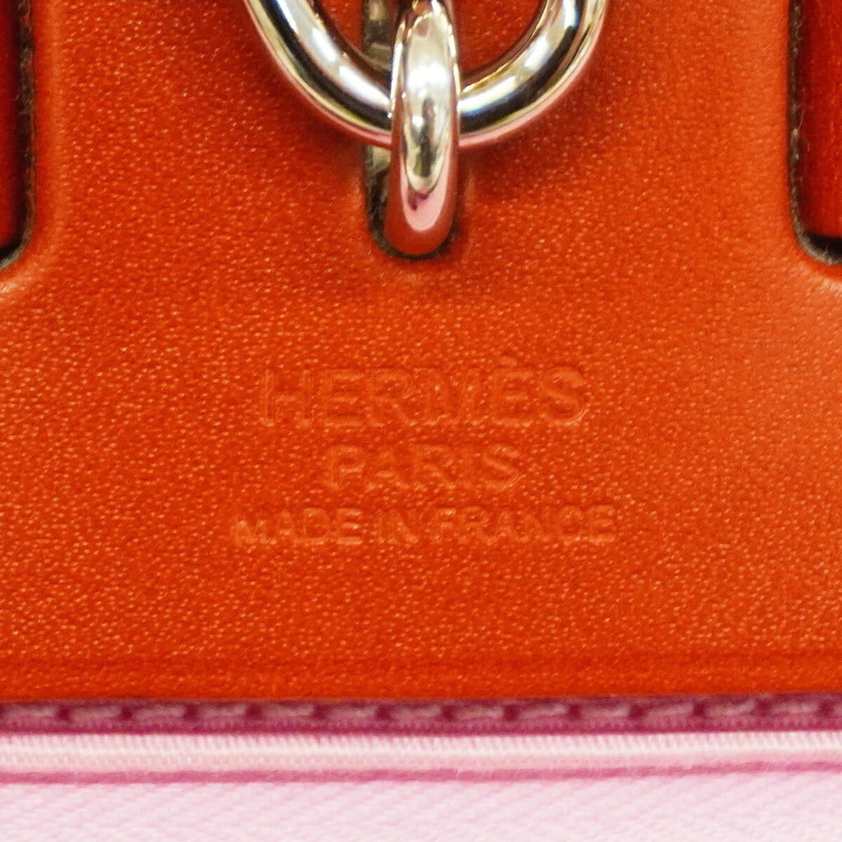 Hermes Brown Pink Toile Officier Handbag (Pre-Owned)
