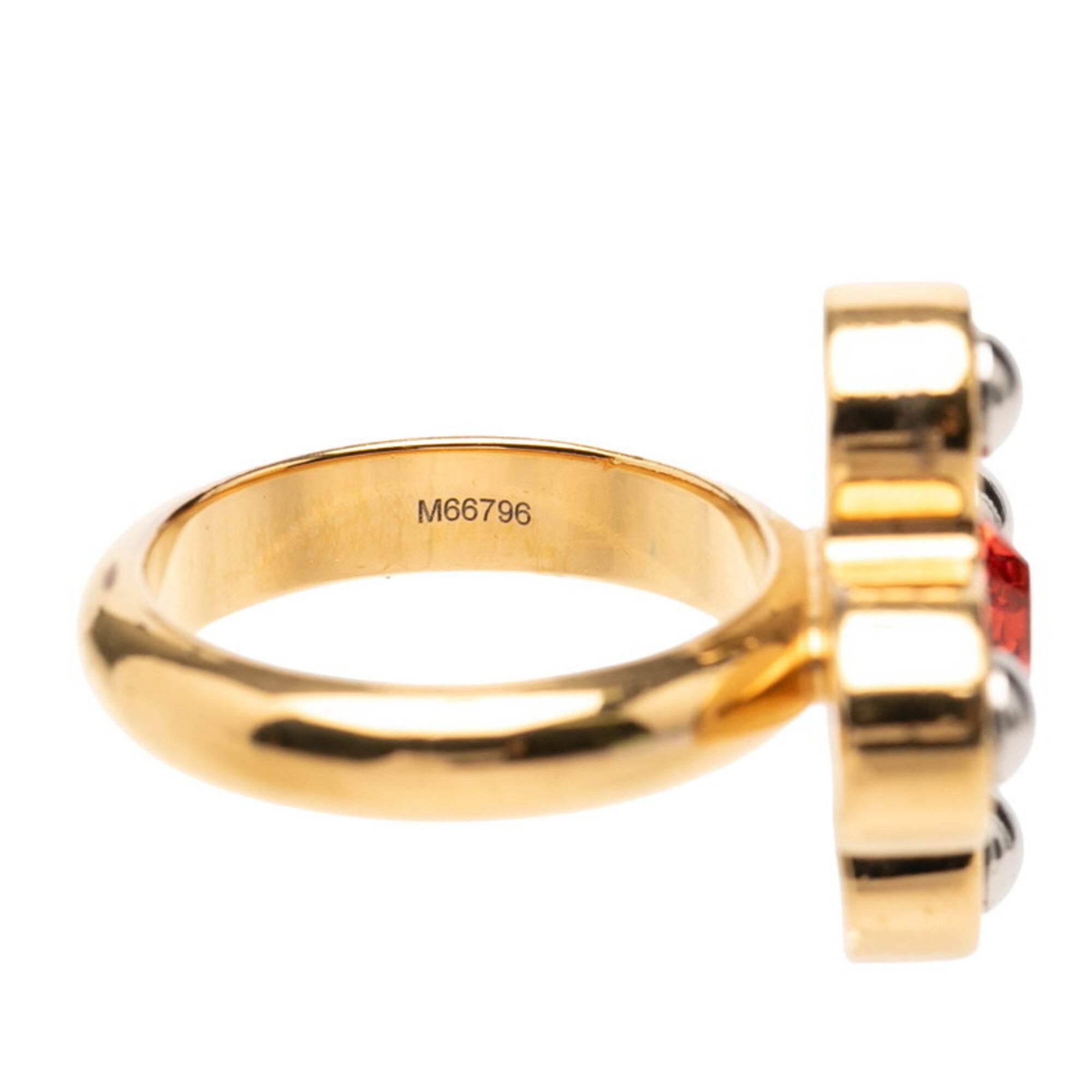 Louis Vuitton Gold Silver Pink Red Color Metal Band Ring (Pre-Owned)
