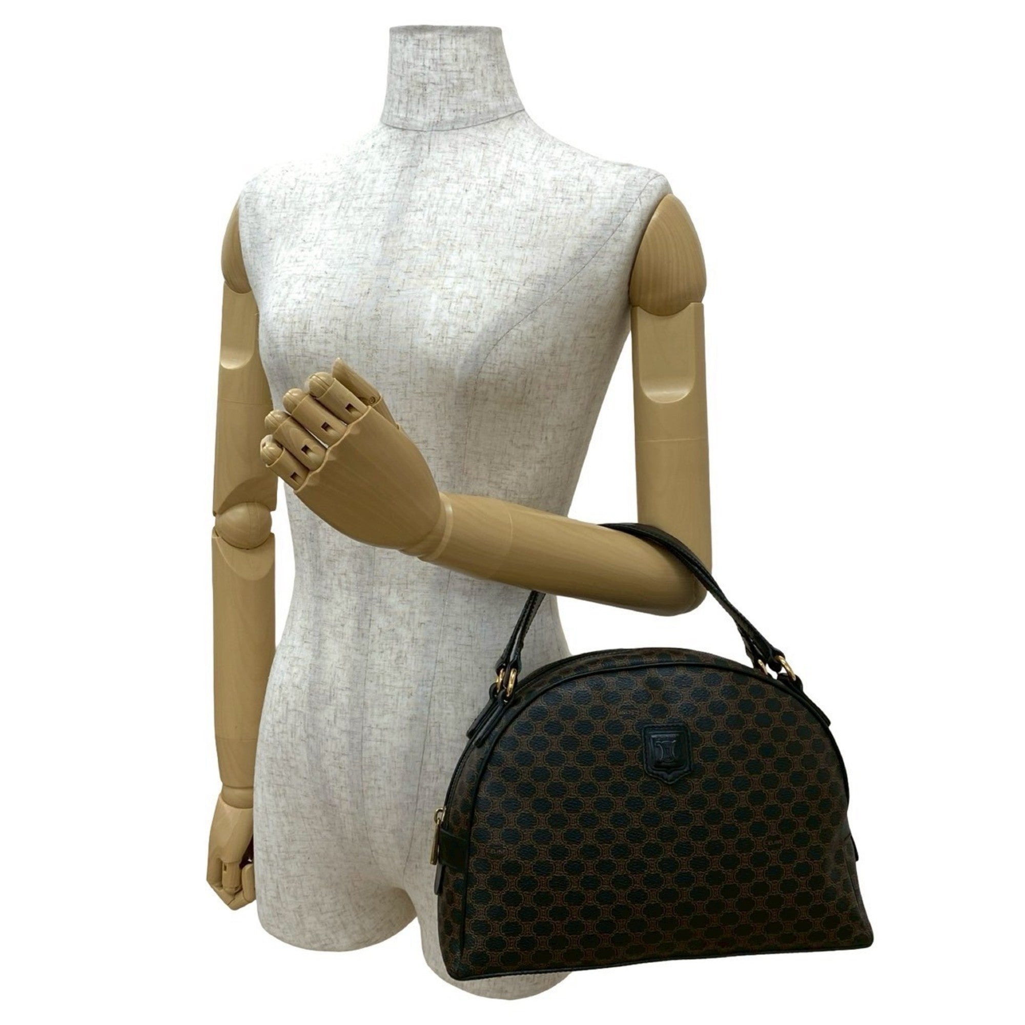 Celine Black Brown Leather Pvc Boston Bag Handbag (Pre-Owned)