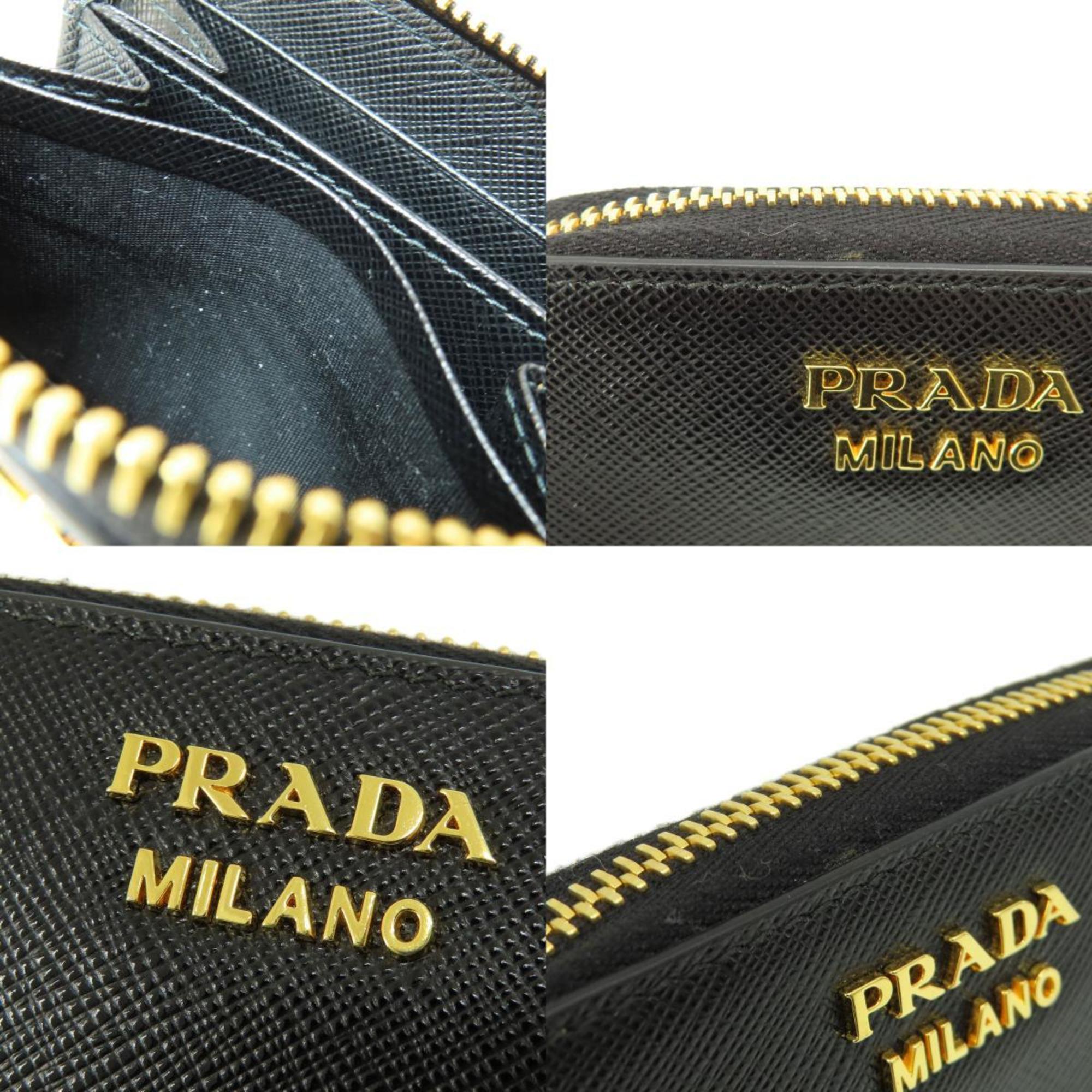 Prada Saffiano Black Leather Coin Purse/Coin Case (Pre-Owned)