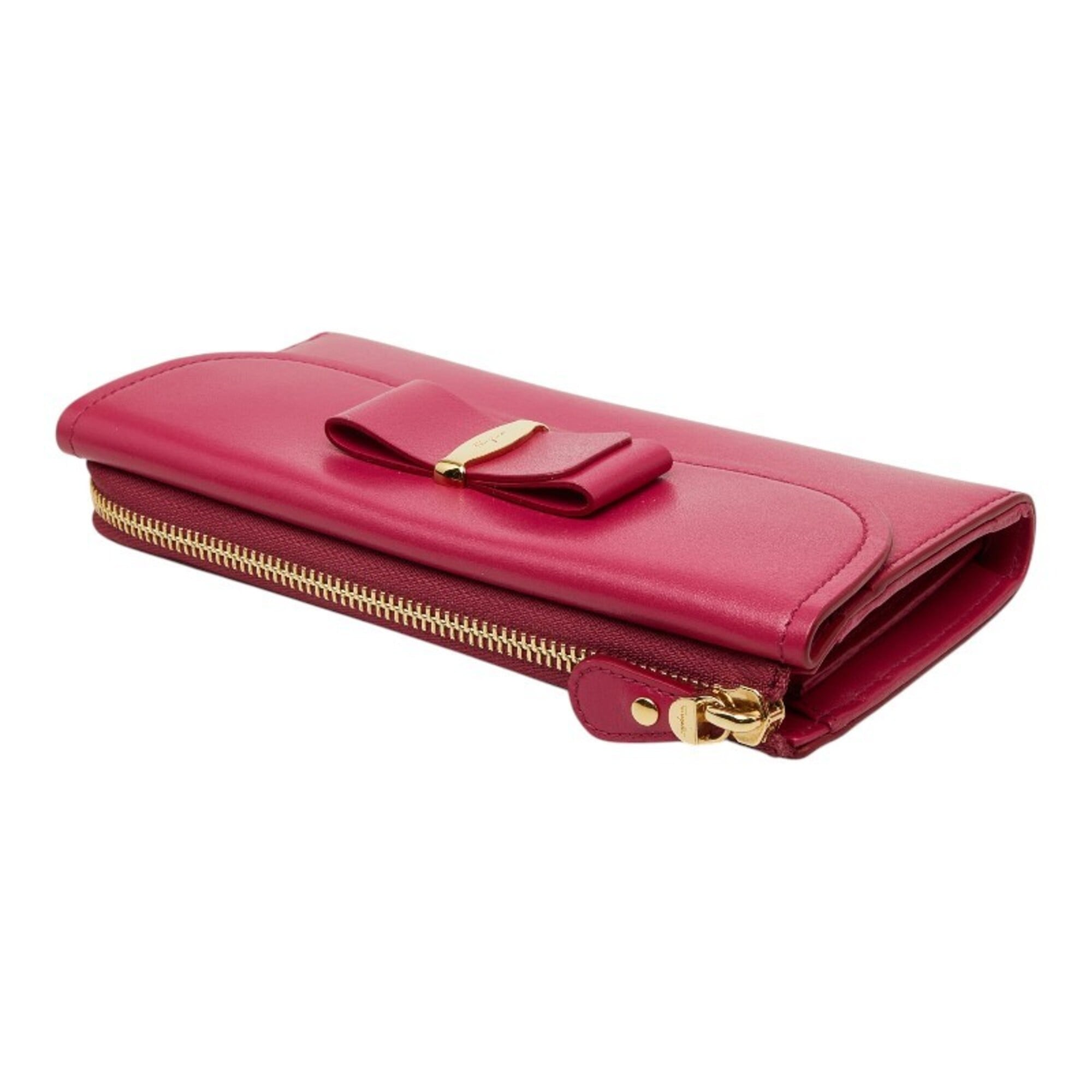 Salvatore Ferragamo Pink Leather Long Wallet (Bi-Fold) (Pre-Owned)