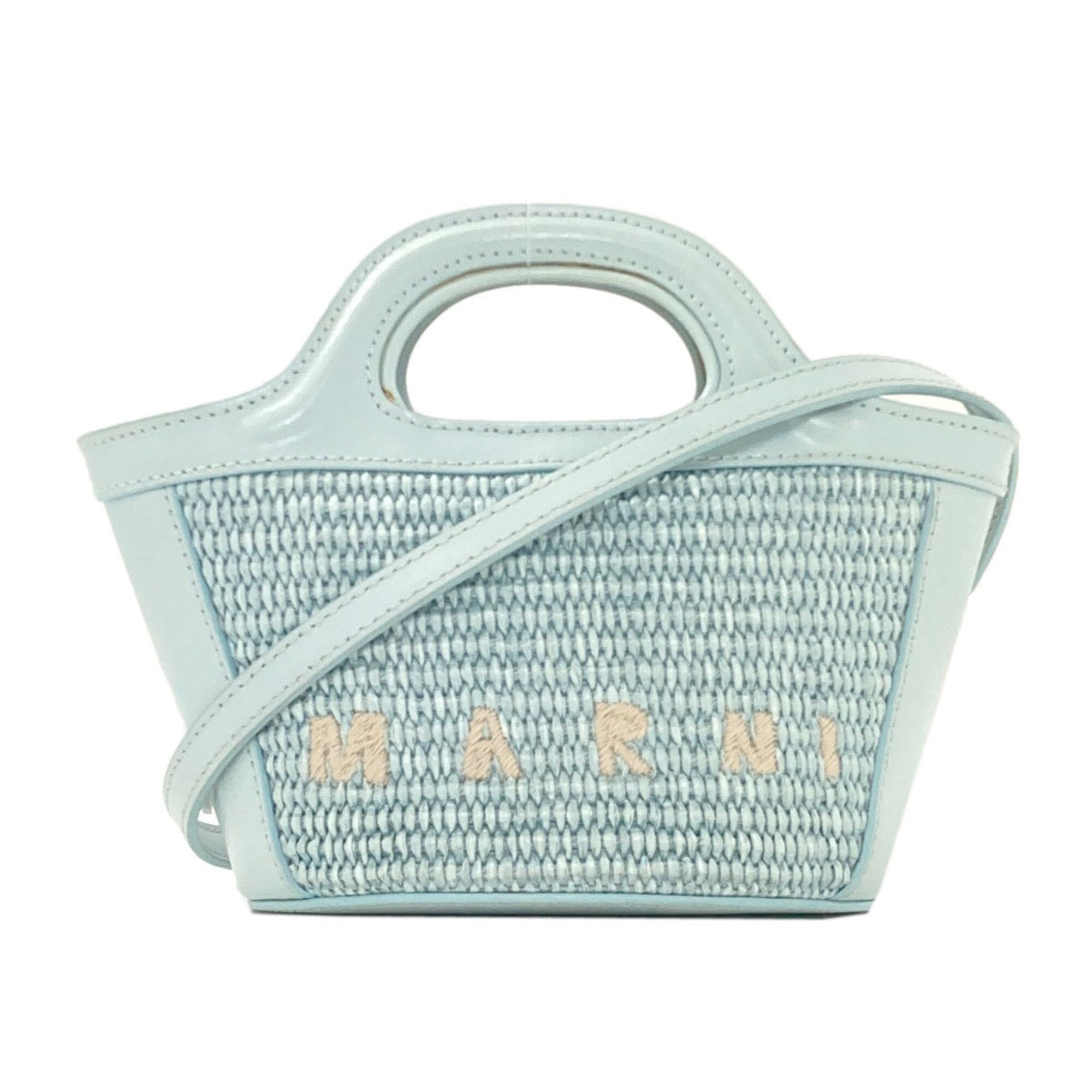 Marni Light Blue Raffia Leather Handbag (Pre-Owned)