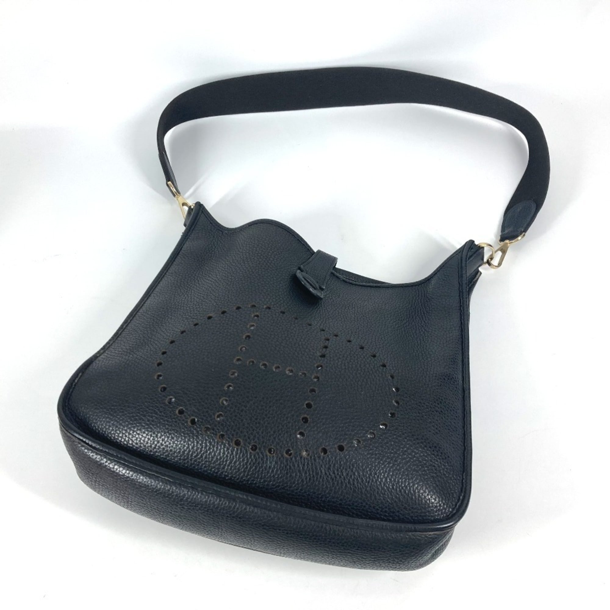 Hermes Black Taurillon Clemence Leather Shoulder Bag (Pre-Owned)