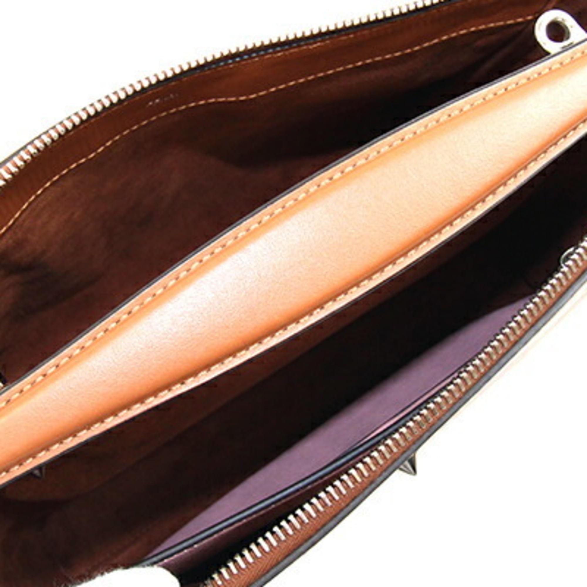 Fendi Brown Leather Handbag Pouch Shoulder Bag (Pre-Owned)