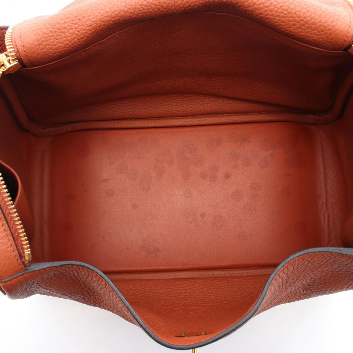 Hermes Brown Taurillon Clemence Leather Handbag Shoulder Bag (Pre-Owned)