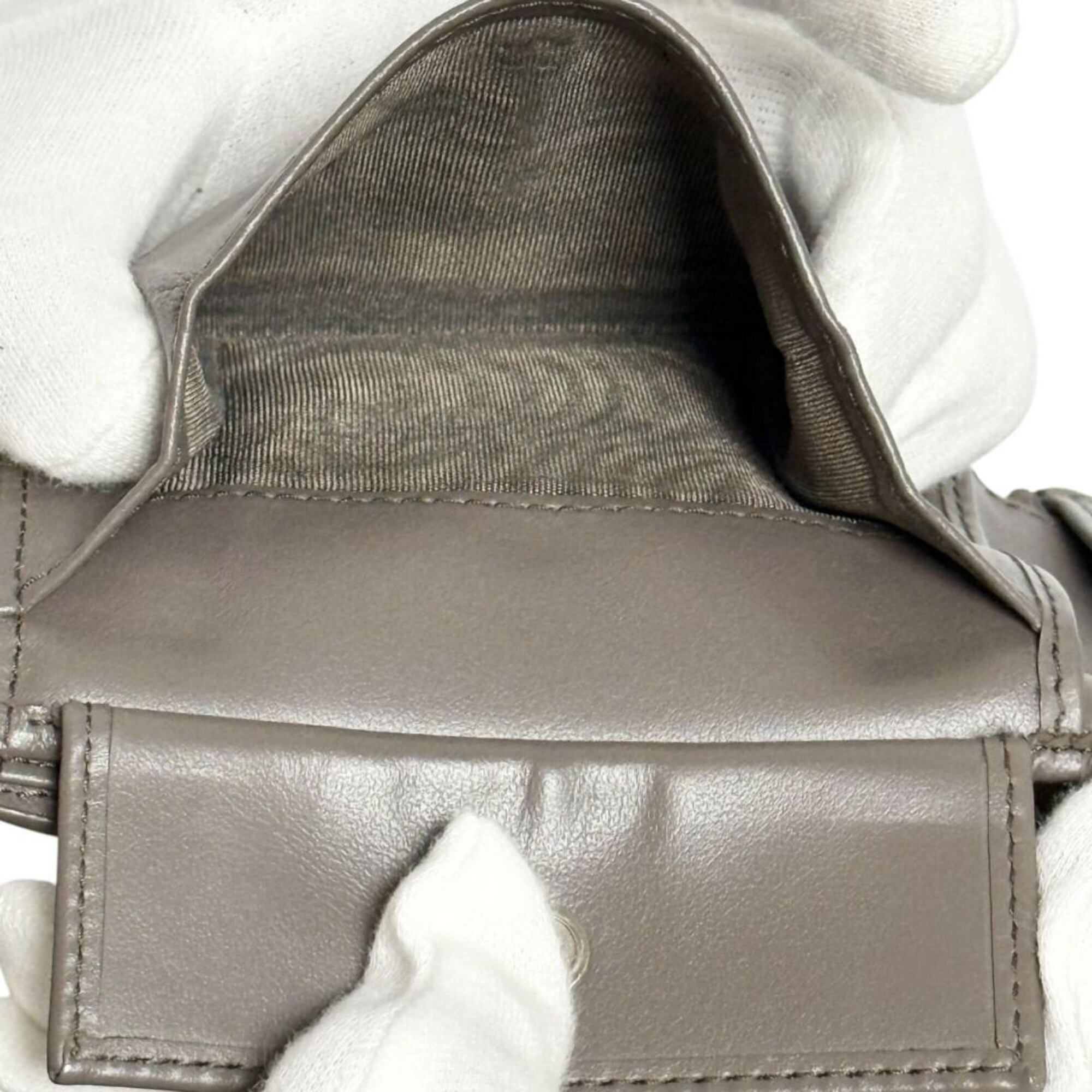 Prada Gray Leather Wallet (Bi-Fold) (Pre-Owned)