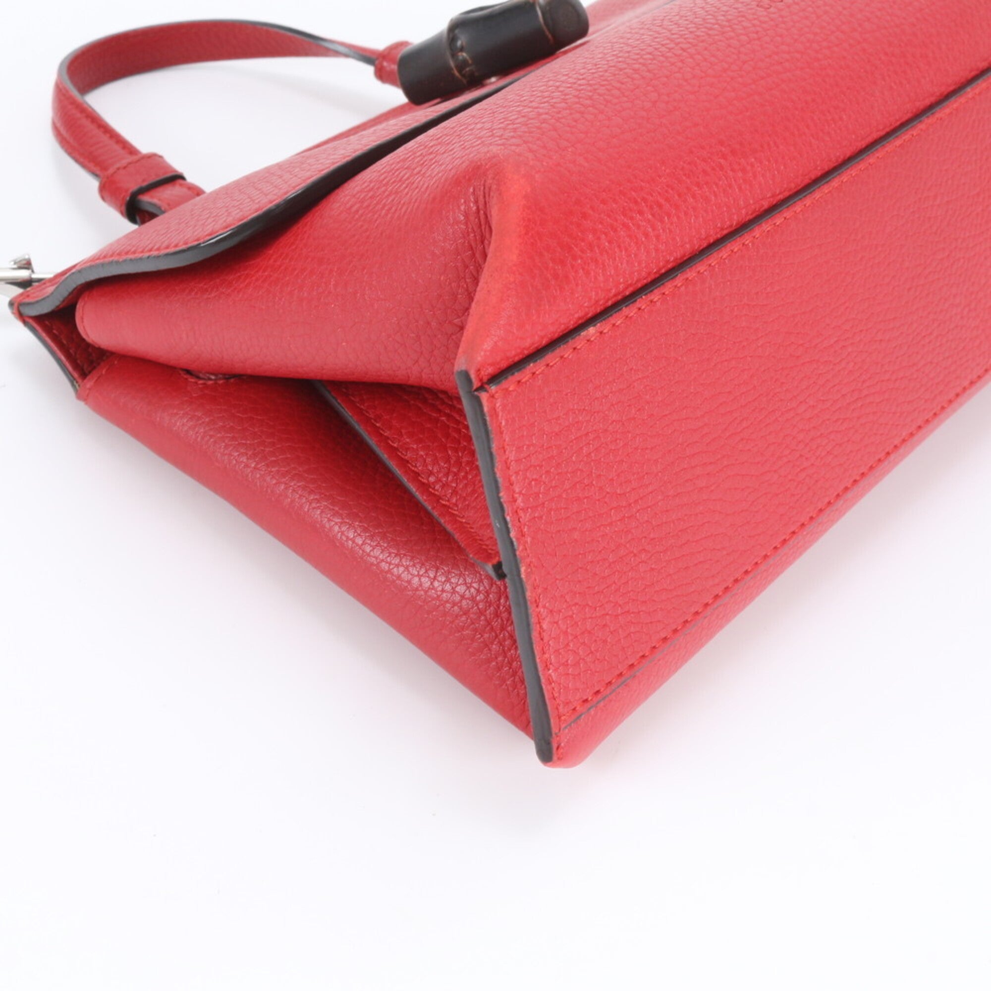 Gucci Red Color Leather Handbag Shoulder Bag (Pre-Owned)