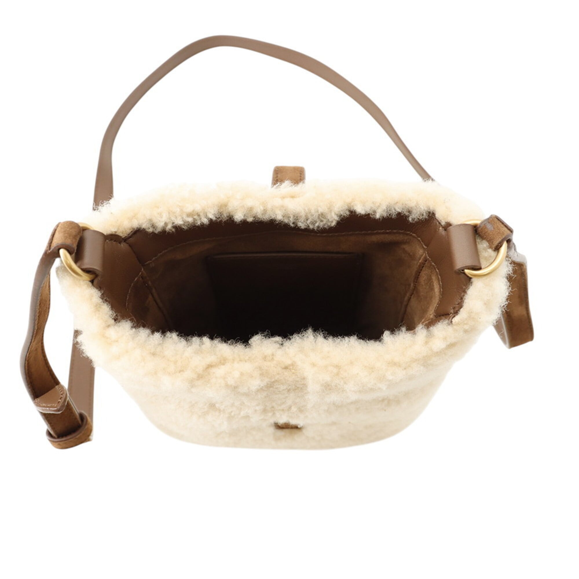 Yves Saint Laurent Beige Brown Leather Handbag Shoulder Bag (Pre-Owned)