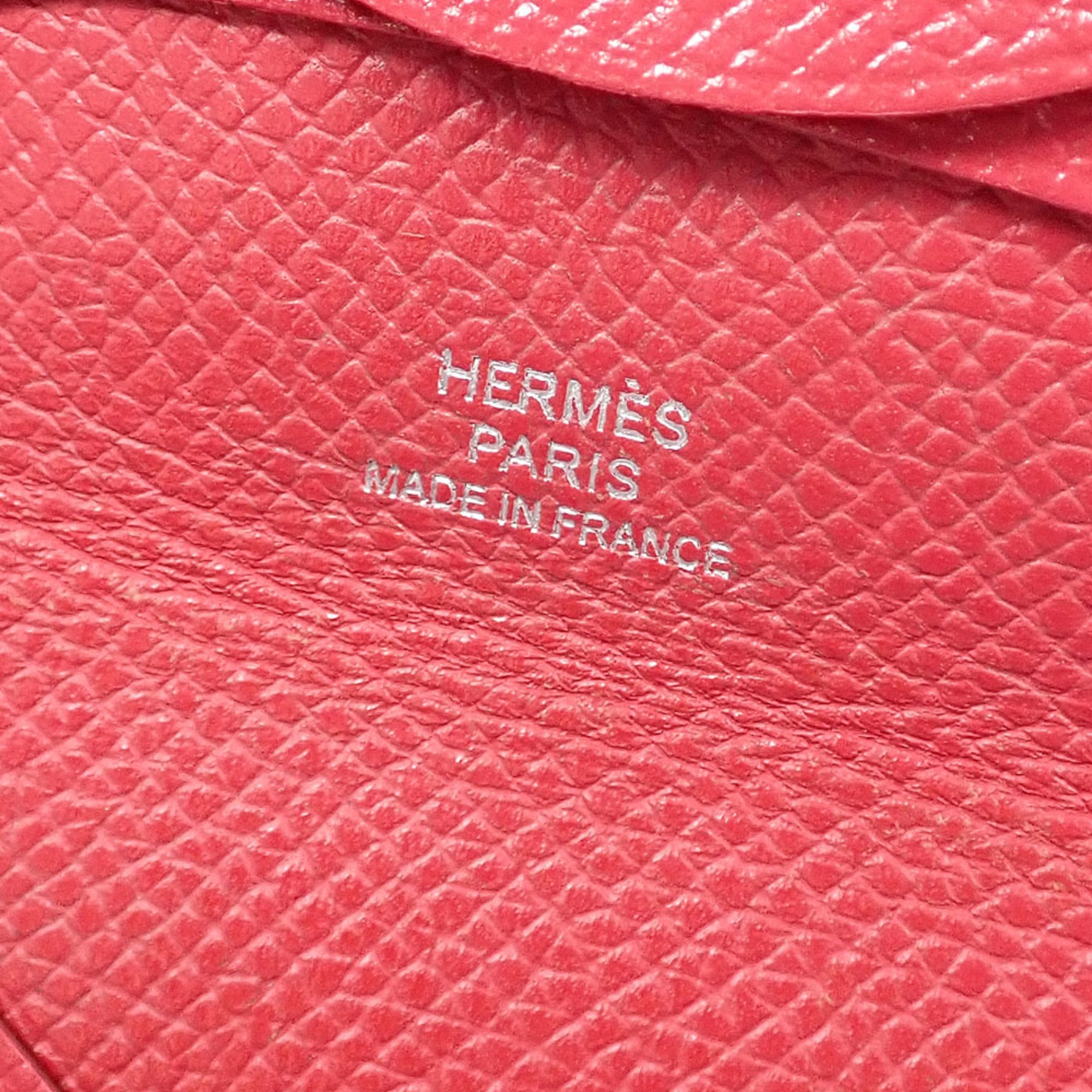 Hermes Bastia Red Color Leather Coin Purse/Coin Case (Pre-Owned)