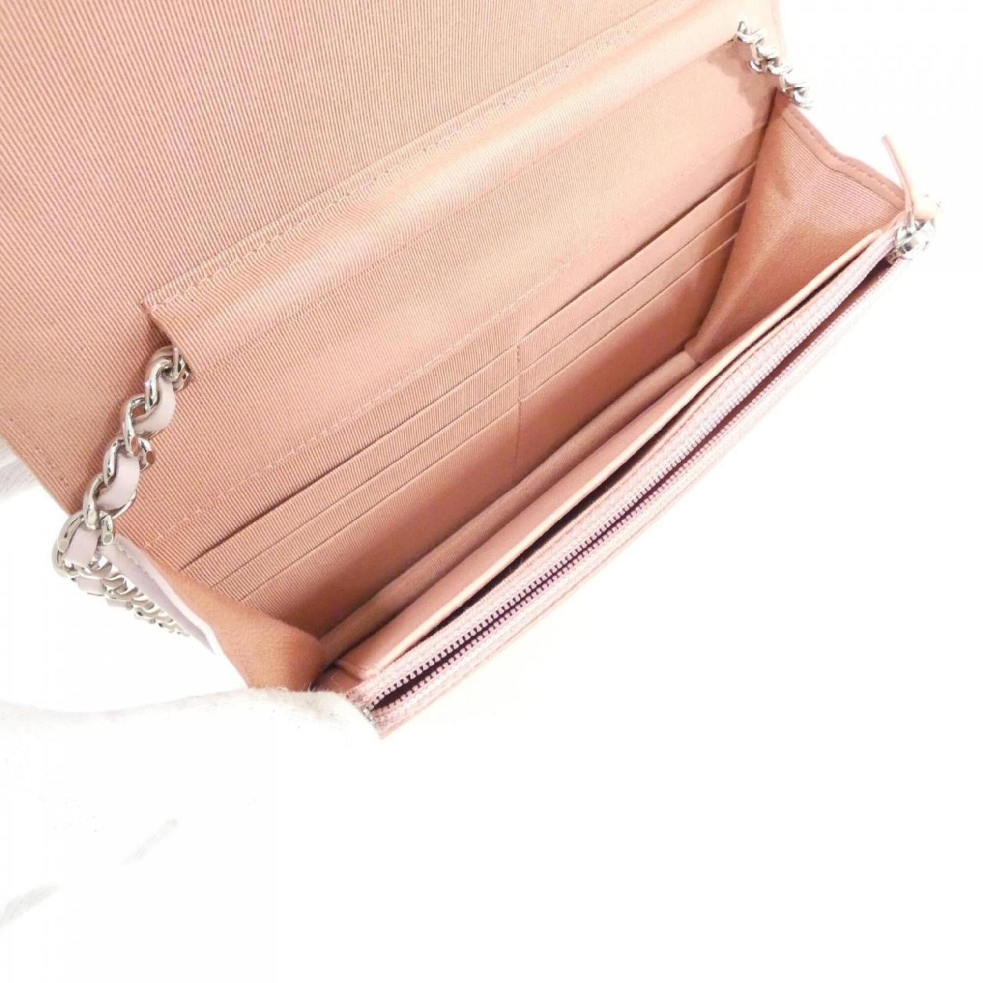 Chanel Pink Leather Chain/Shoulder Wallet (Pre-Owned)