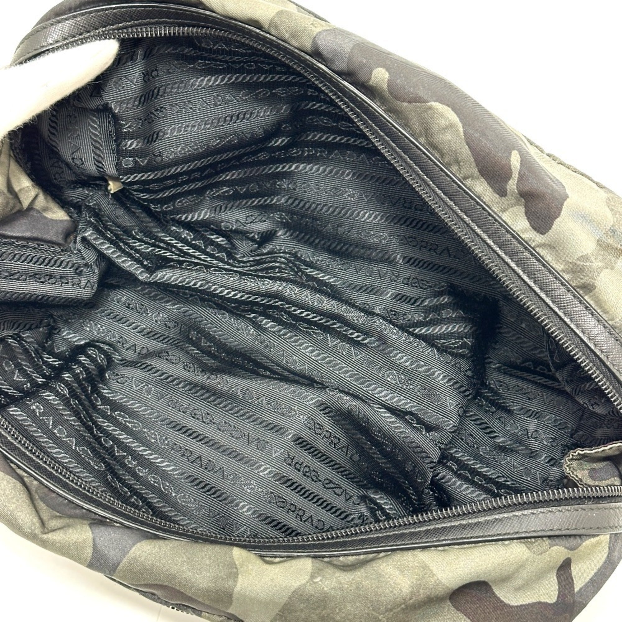 Prada Gray Nylon Clutch Bag Handbag (Pre-Owned)