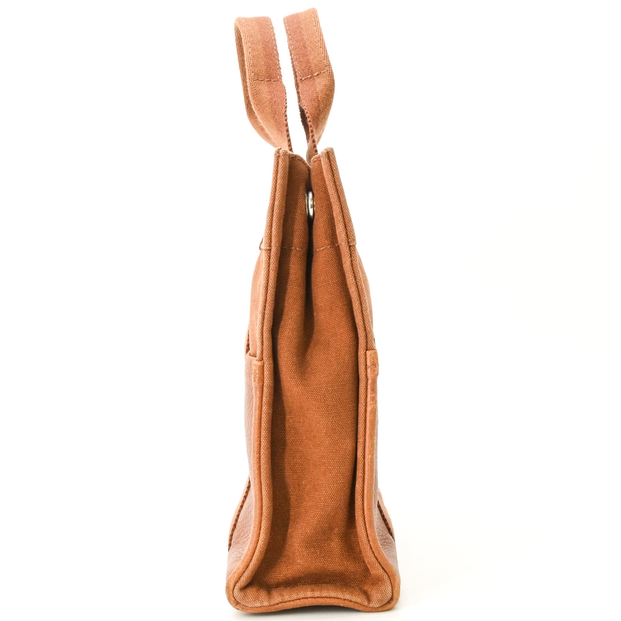 Hermes Fourre Tout Brown Canvas Leather Handbag (Pre-Owned)