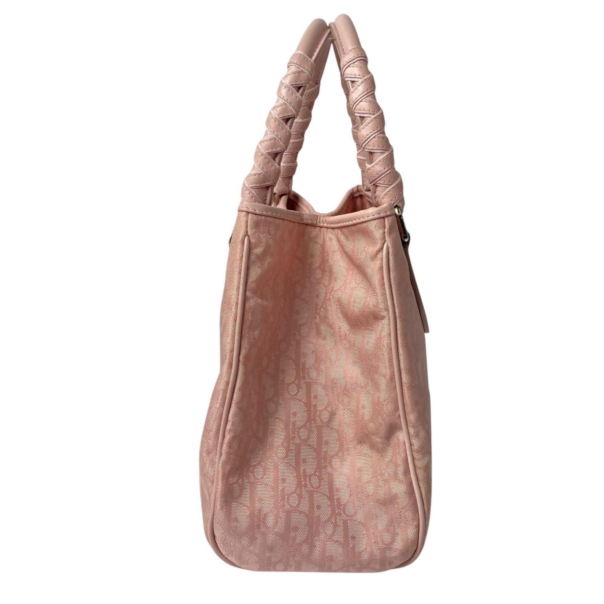 Christian Dior Pink Canvas Handbag Tote Bag (Pre-Owned)