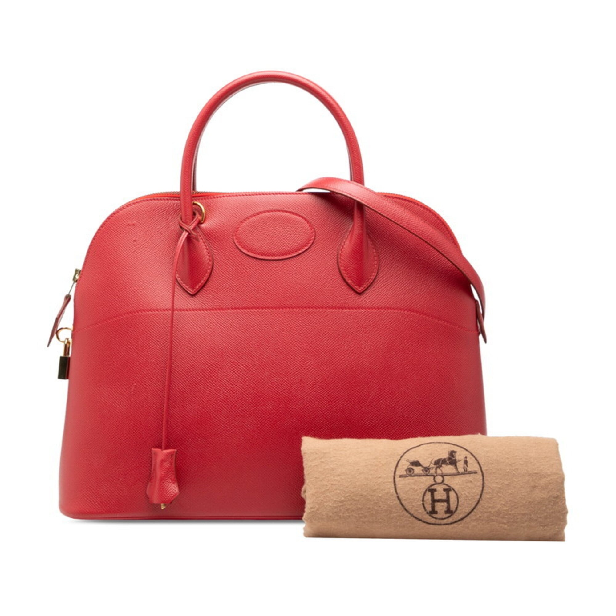 Hermes Red Color Courchevel Leather Handbag Shoulder Bag (Pre-Owned)