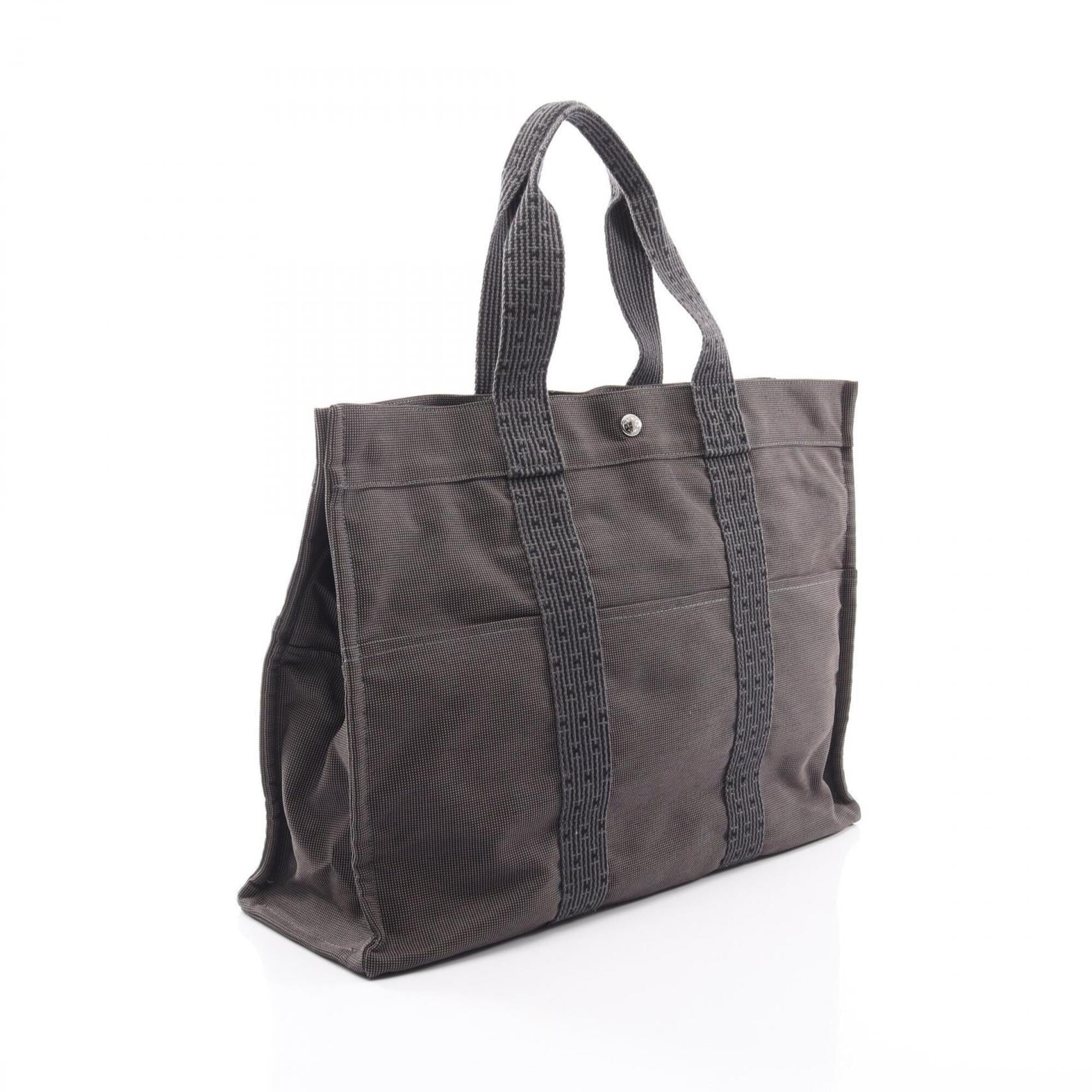 Hermes Gray Canvas Handbag Tote Bag (Pre-Owned)