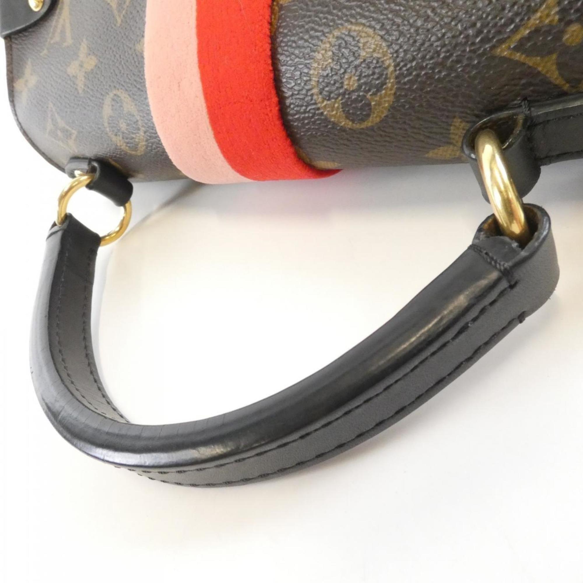 Louis Vuitton Coquelicots Marron Peche Coated Canvas Handbag (Pre-Owned)