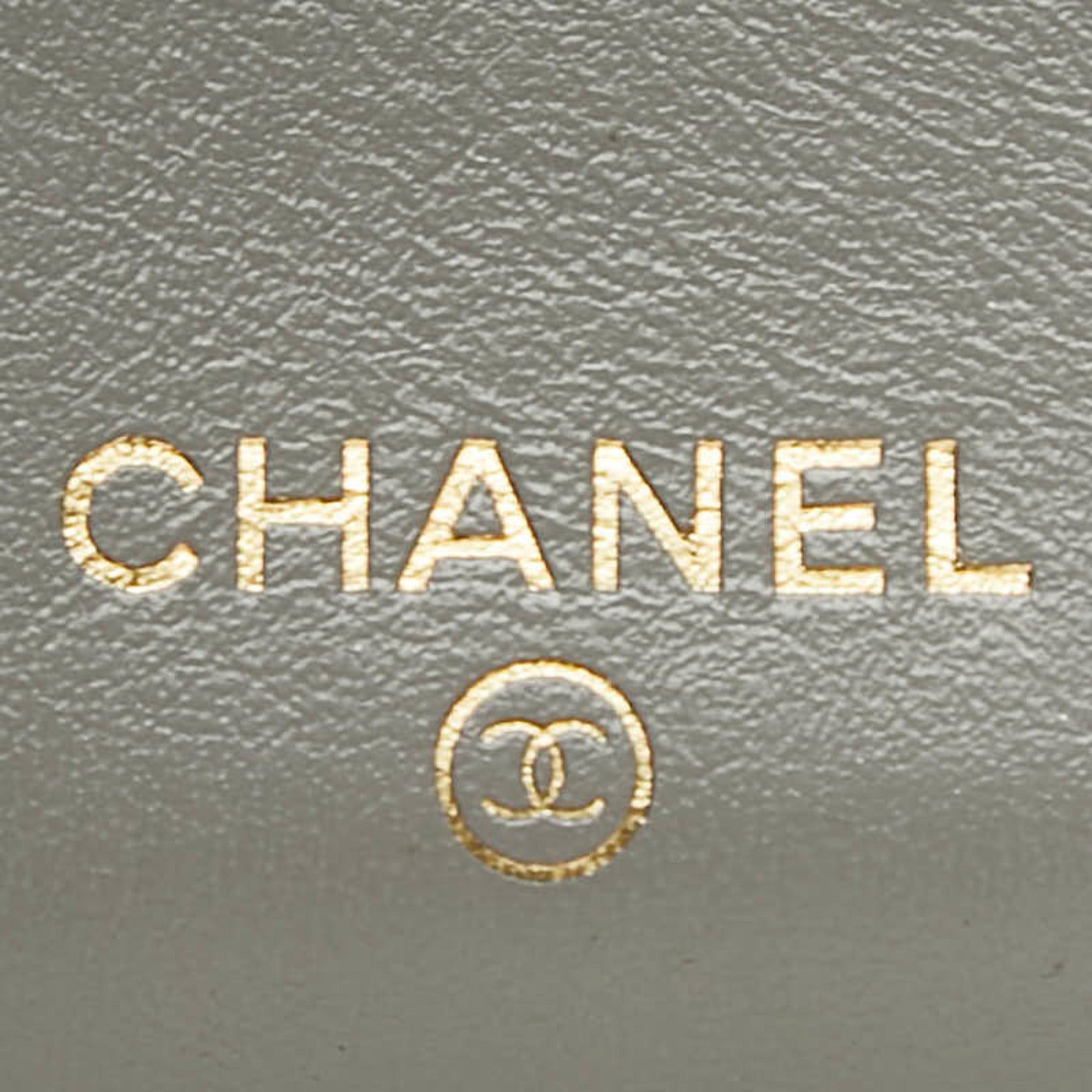 Chanel Gray Grained Calfskin Wallet (Tri-Fold) (Pre-Owned)