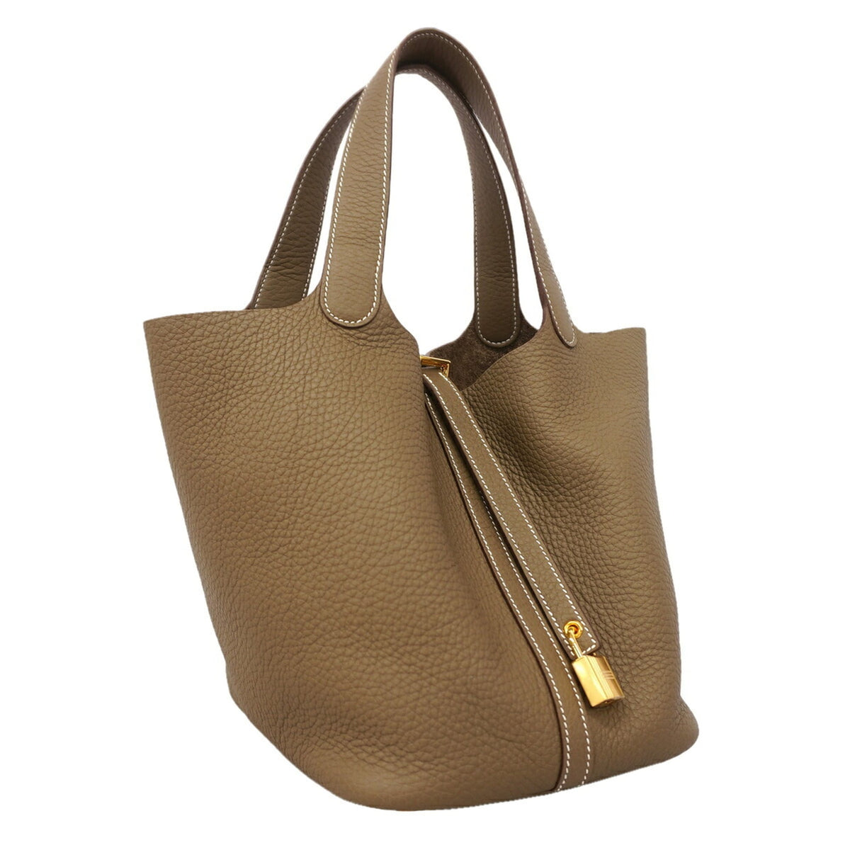 Hermes Etoupe Gray Taurillon Clemence Leather Handbag (Pre-Owned)