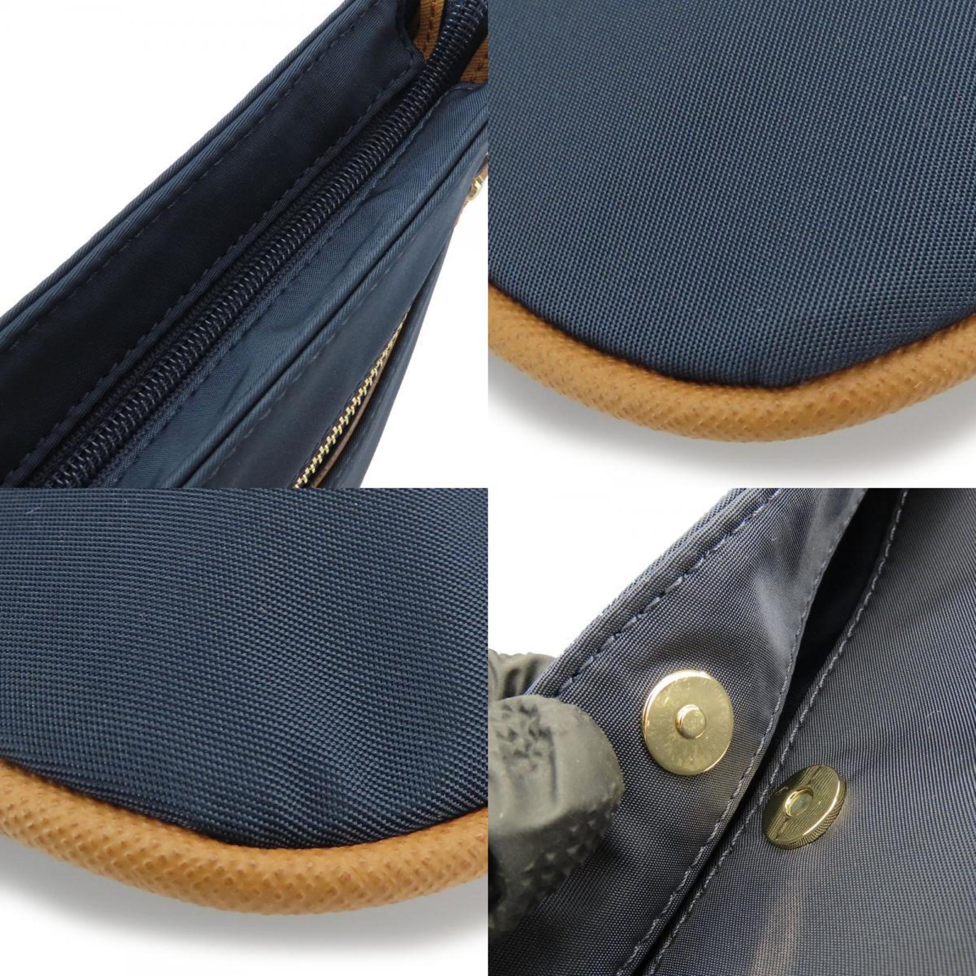Michael Kors Brown Navy Nylon Leather Shoulder Bag (Pre-Owned)